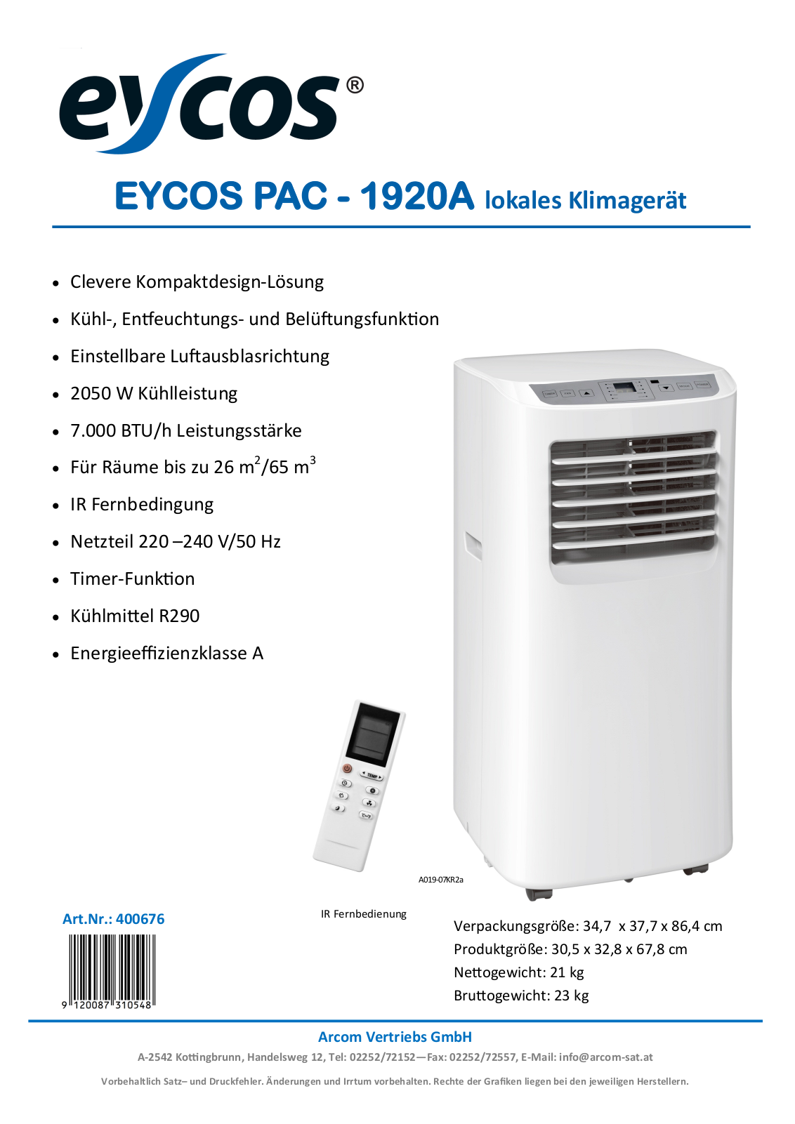 Eycos PAC1920A User Manual