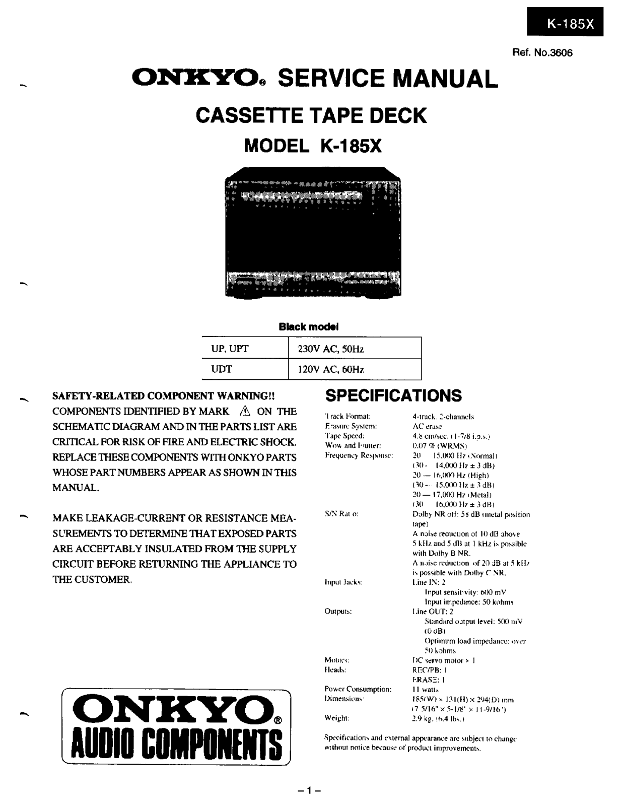 Onkyo K-185-X Service manual