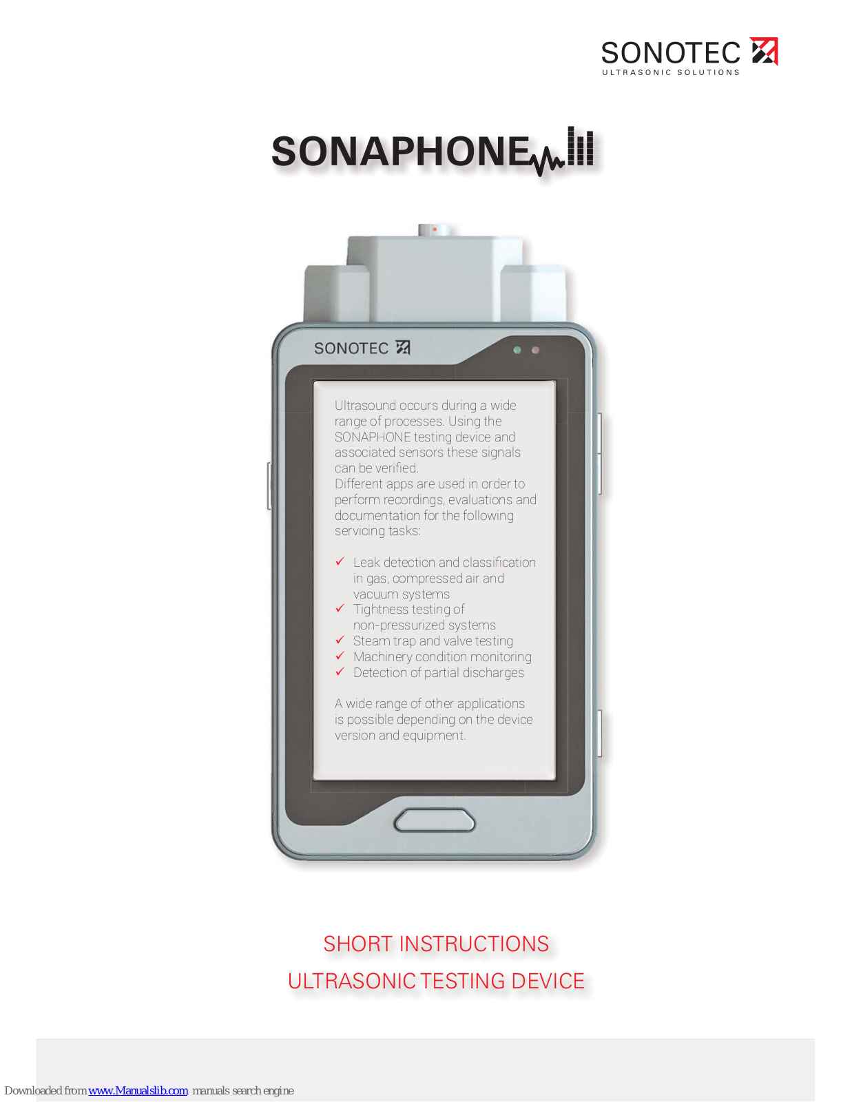 Sonotec SONAPHONE Short Instructions - ManualMachine.com