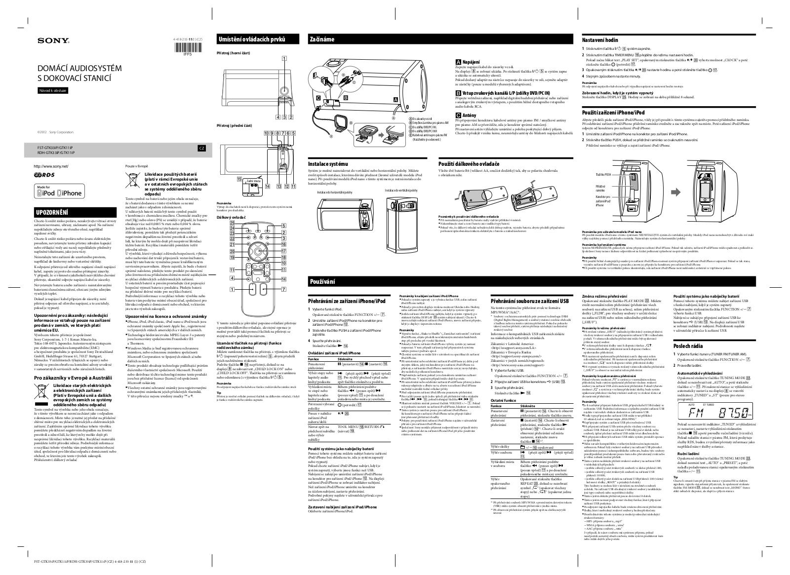 Sony RDH-GTK11iP User Manual