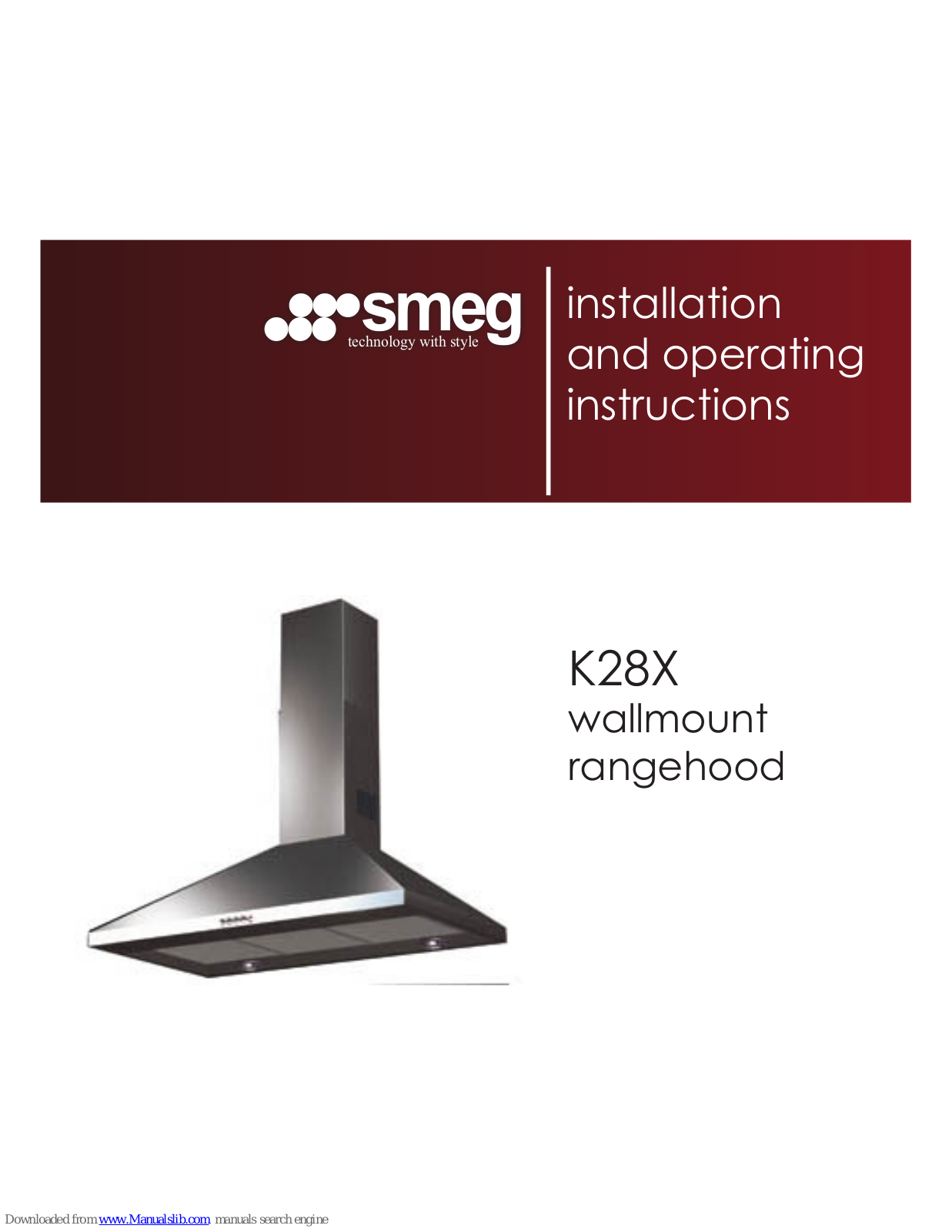 Smeg K28X Installation And Operating Instructions Manual