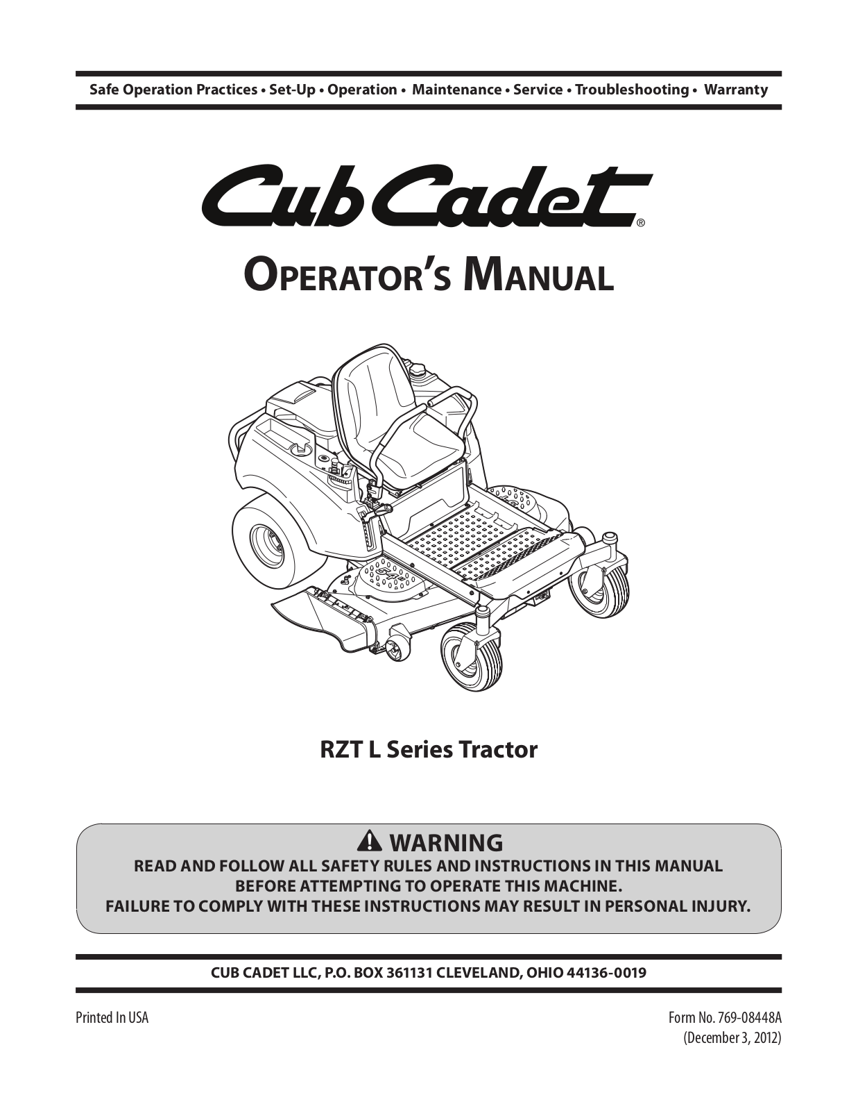 Cub cadet RZT L50, RZT L42, RZT L54 User Manual