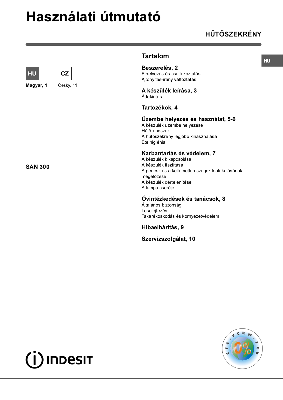 Indesit SAN 300 User Manual