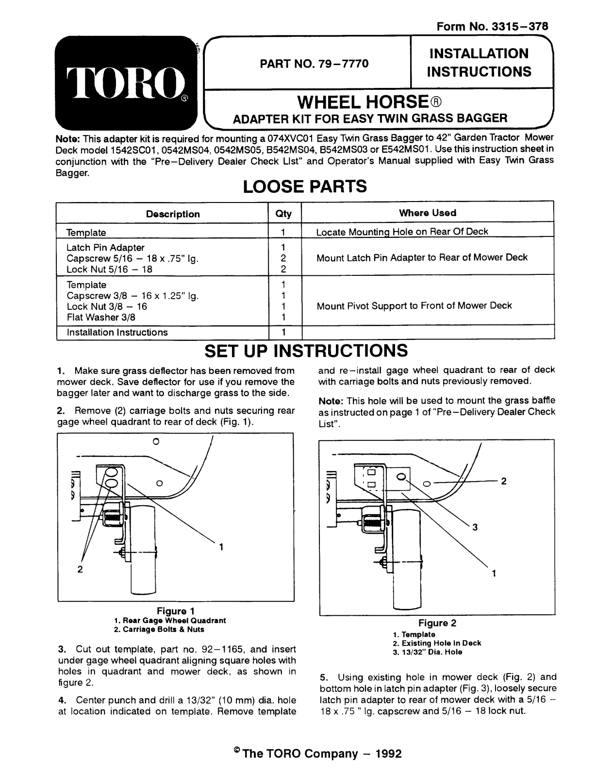 Toro 79-7770 Installation Instructions