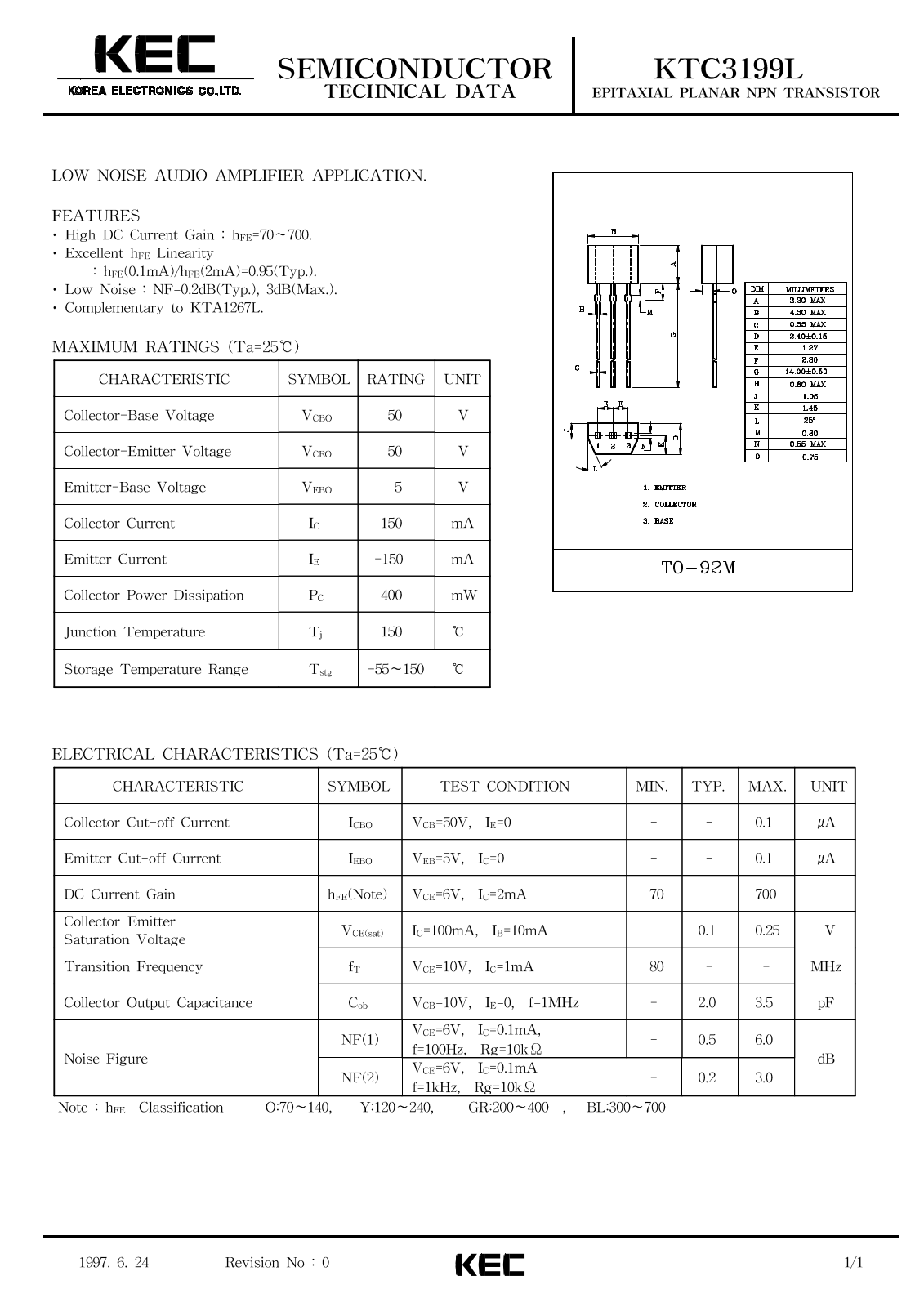 KEC KTC3199L Datasheet