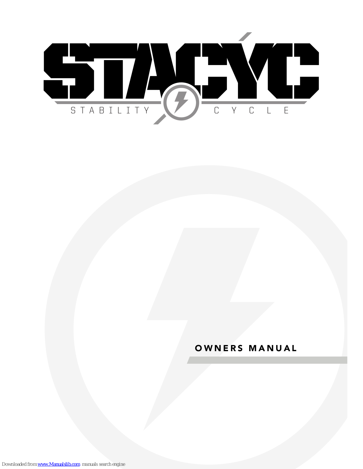 STACYC Stability Cycle Owner's Manual