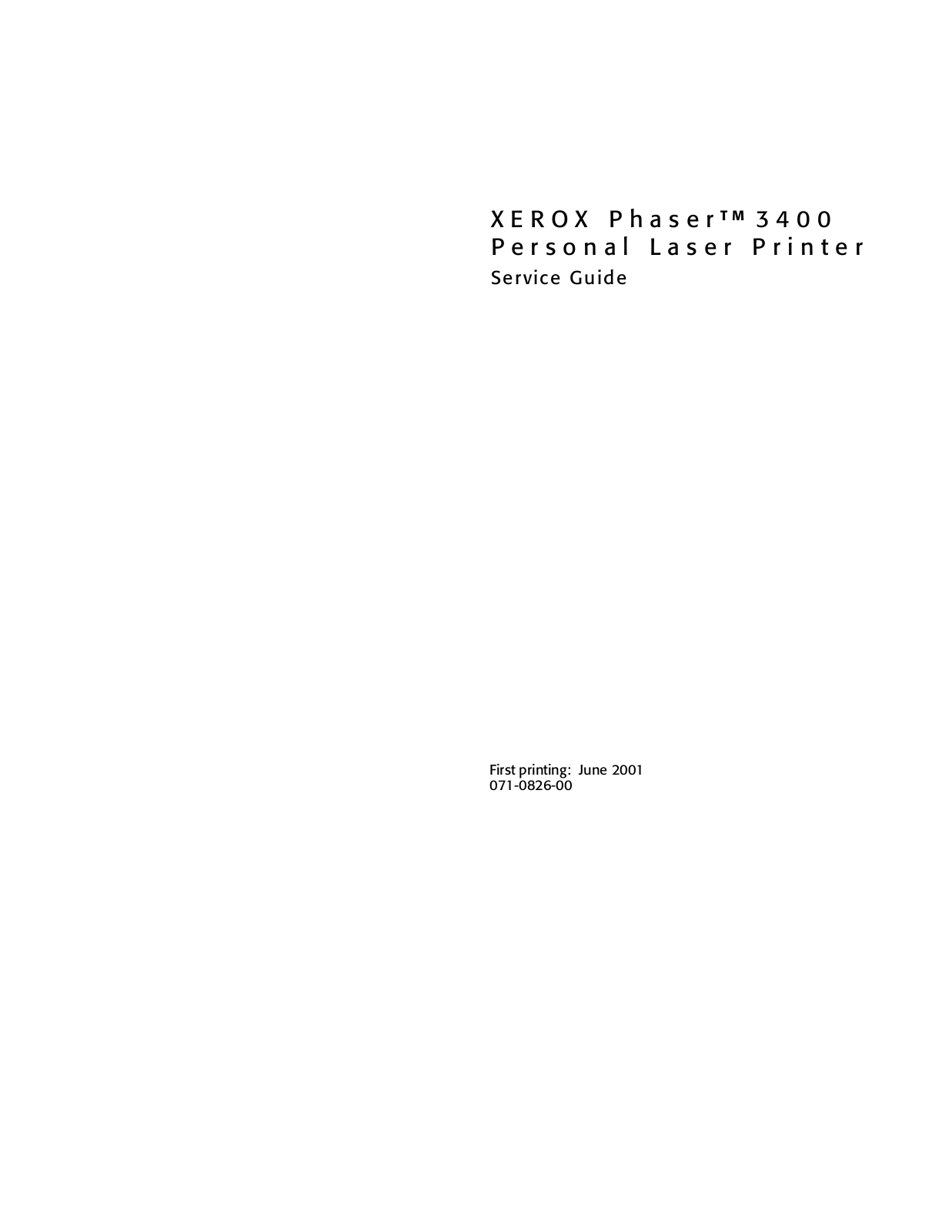 Xerox Phaser 3400 Service Manual