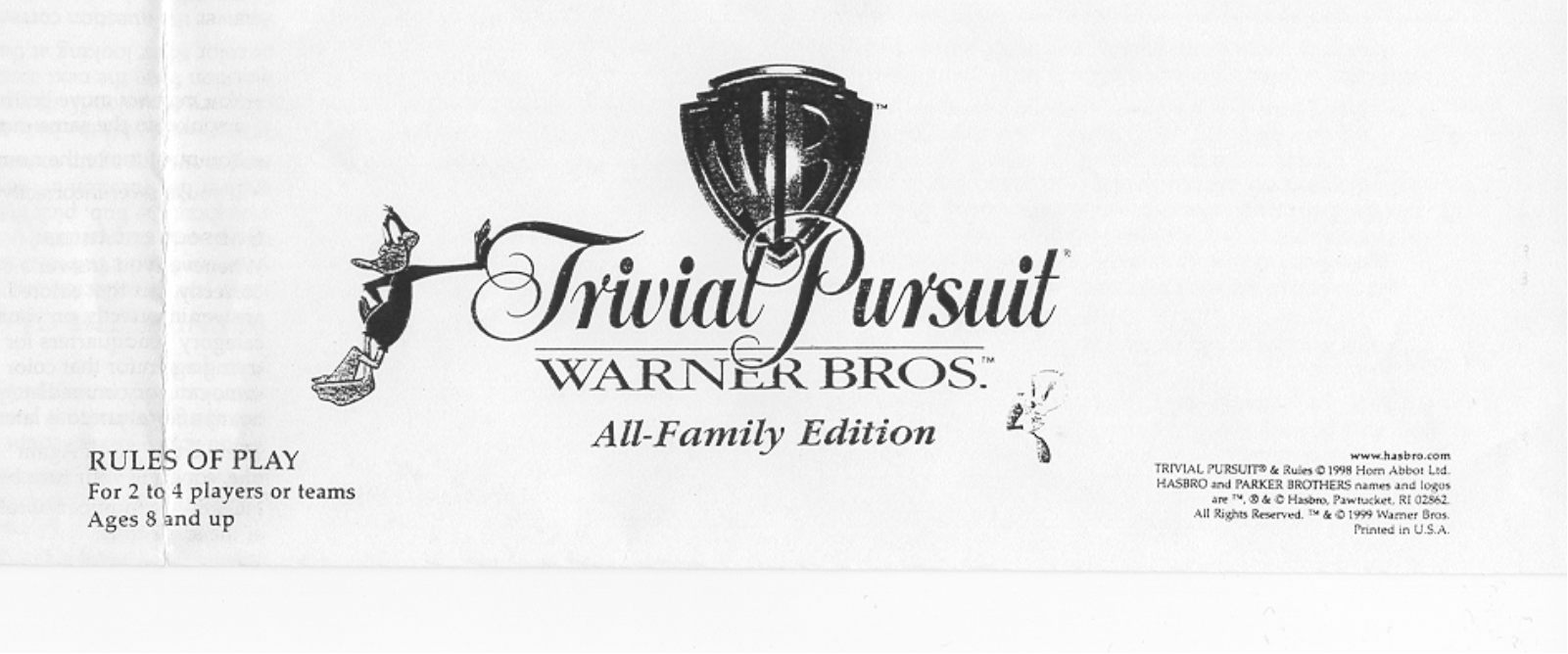 HASBRO Trivial Pursuit Warner Bros User Manual