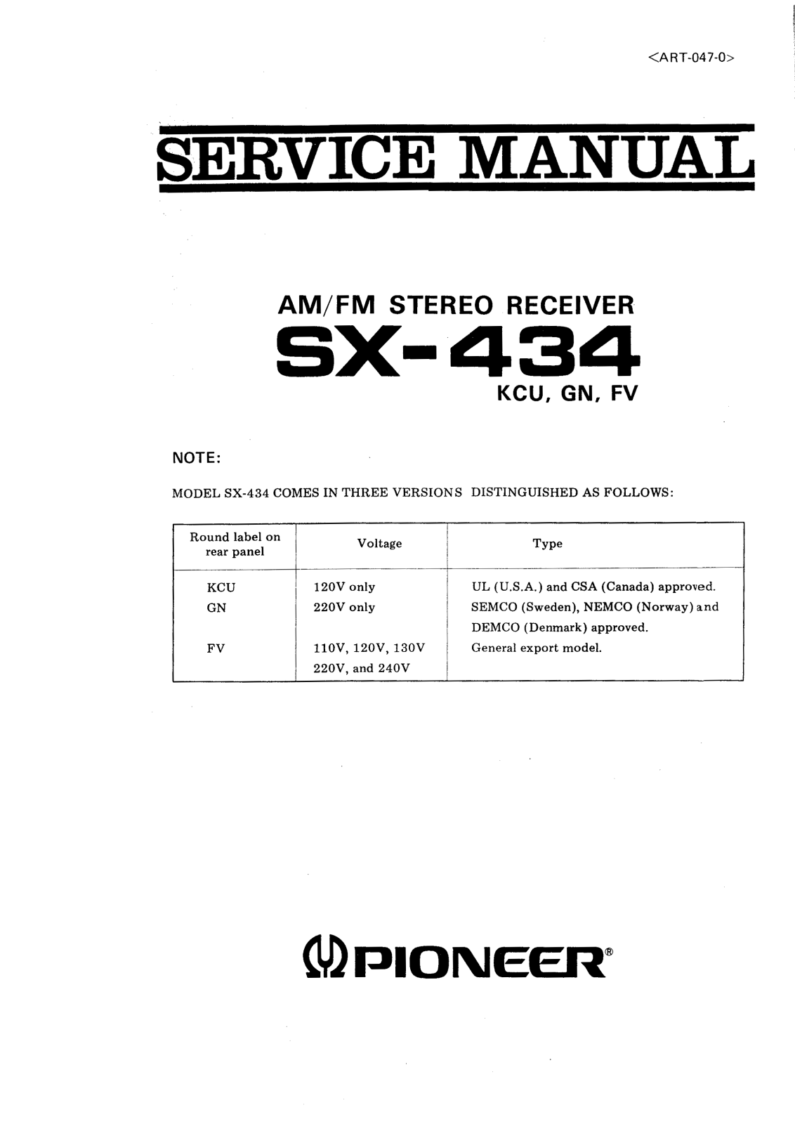 Pioneer SX-434 Service manual