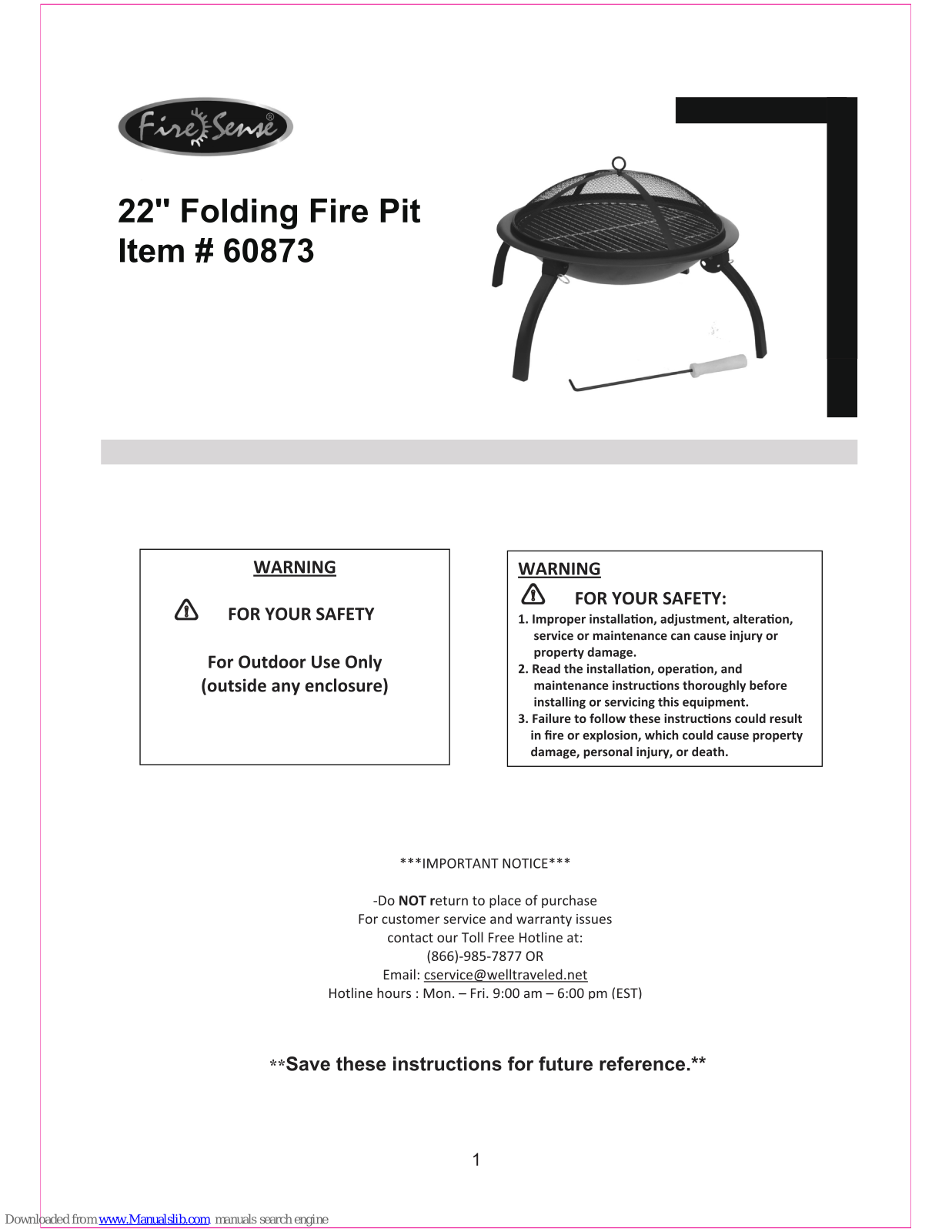 Fire Sense 60873 User Instructions