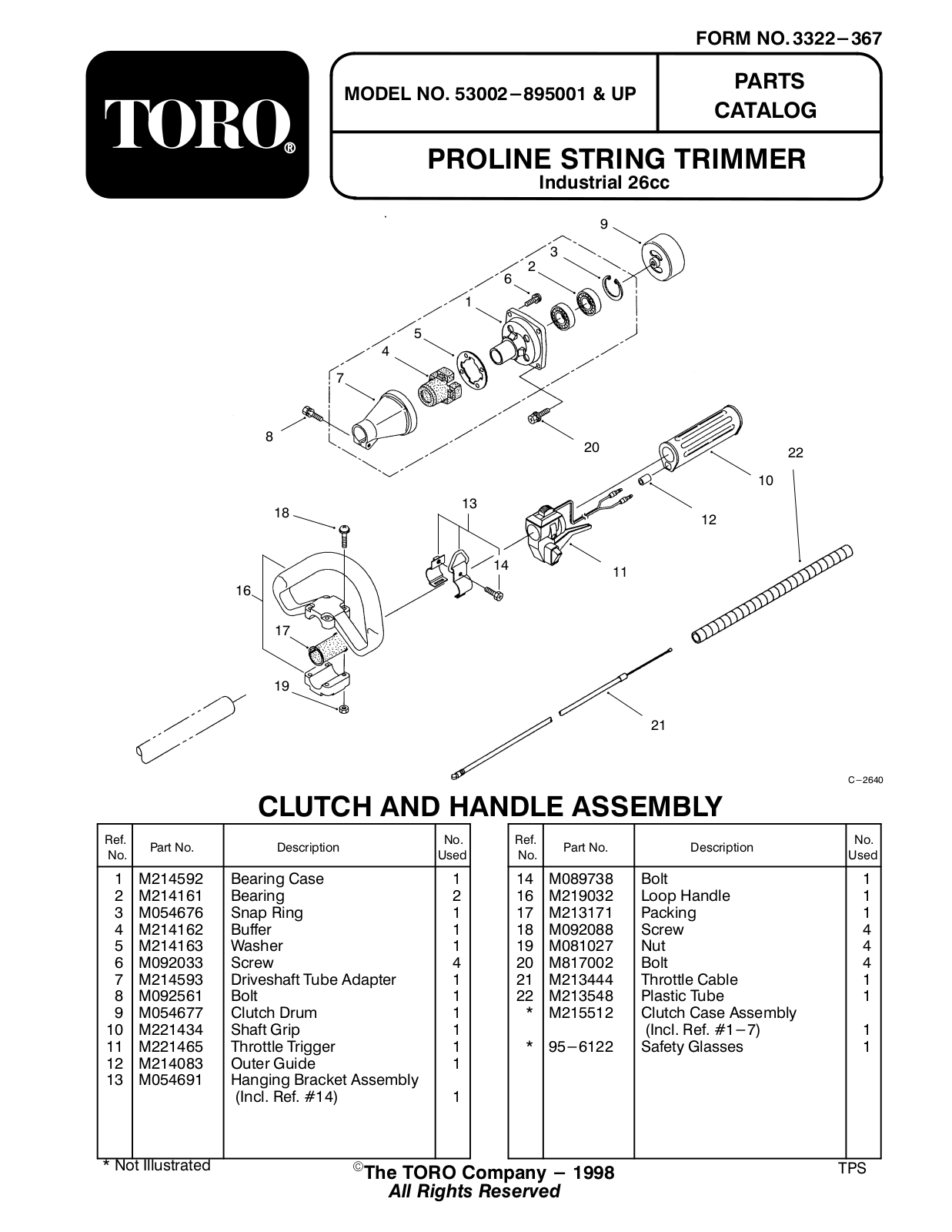 Toro 53002 Parts Catalogue