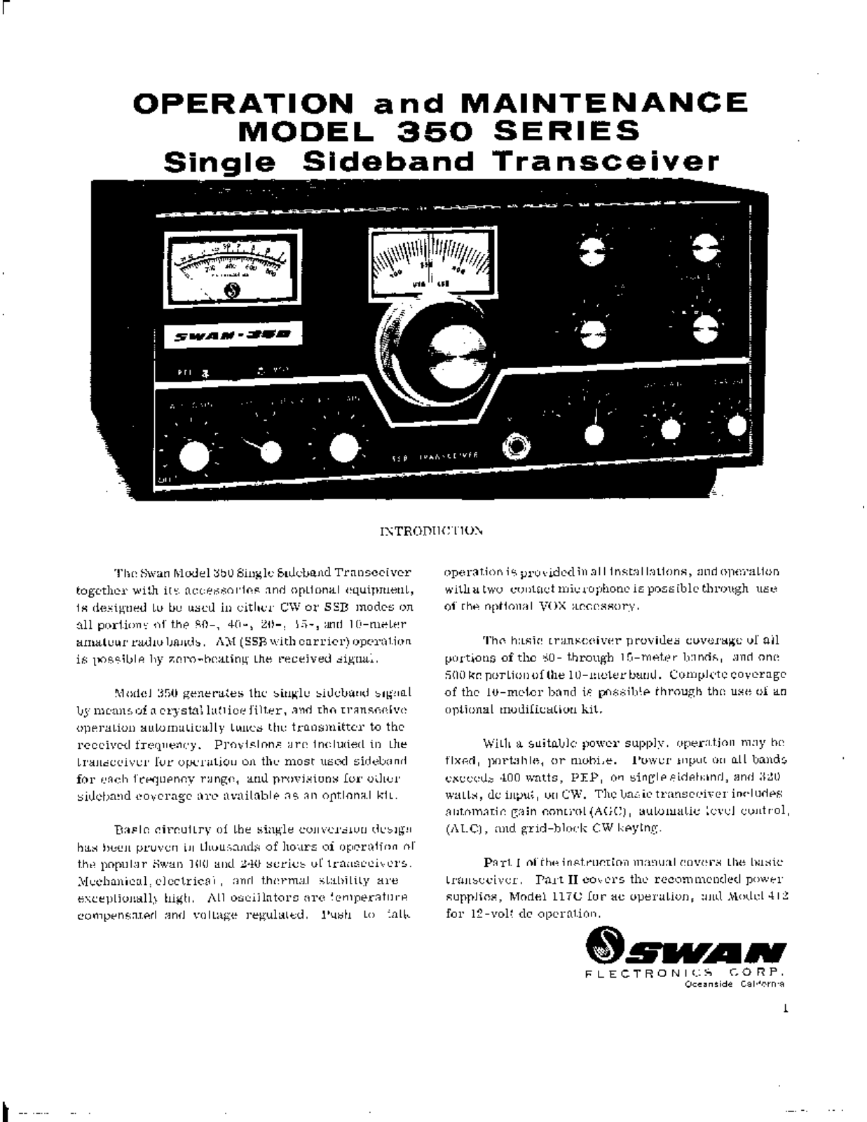 Swan 350 User Manual (PAGE 01)