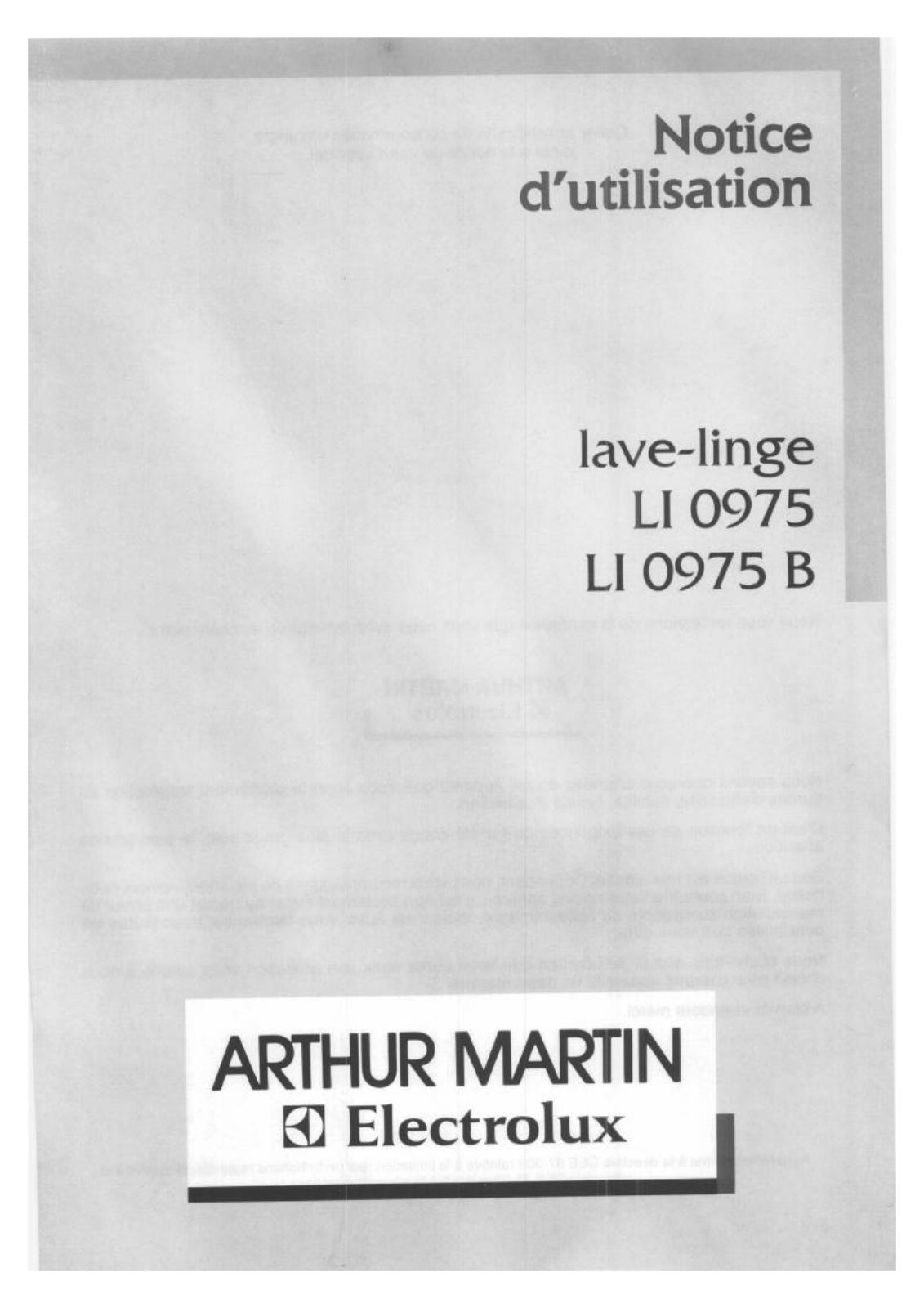 Arthur martin LI0975, LI0975B User Manual