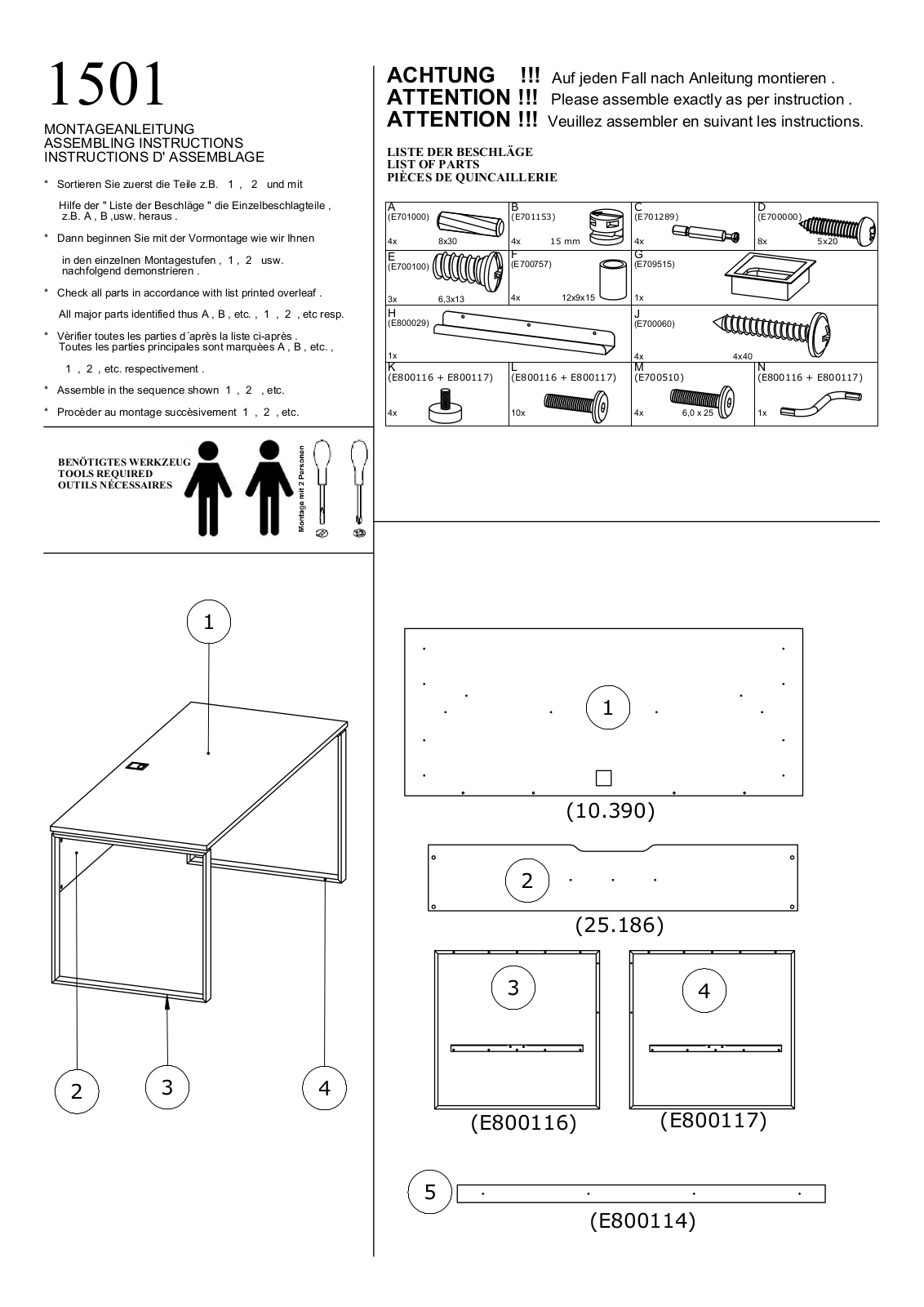 Maja Mobel 1501 Assembly instructions