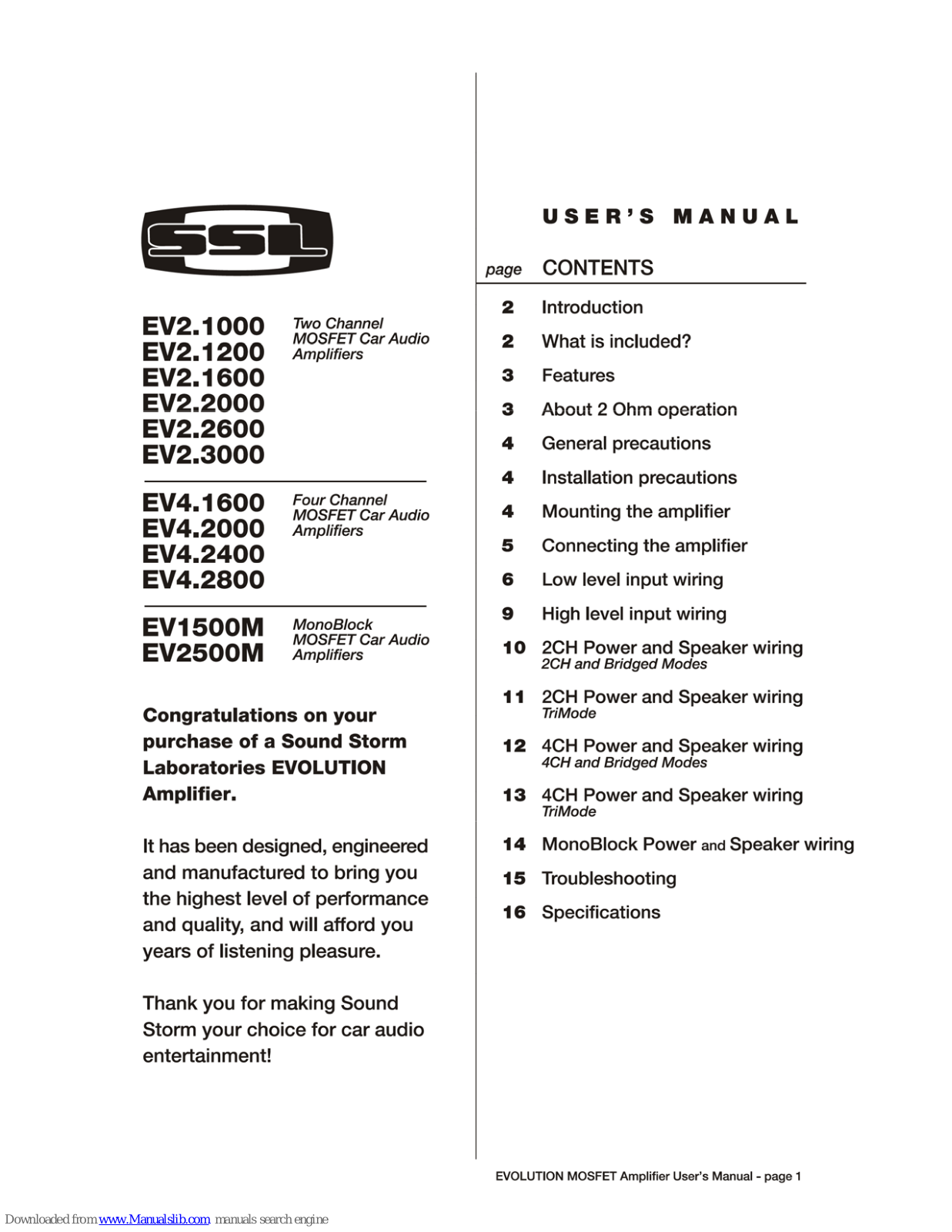 Ssl Audio systems EV4.2000, EV2.1200, EV2.1600, EV2.2000, EV4.1600, EV4.2400 User Manual