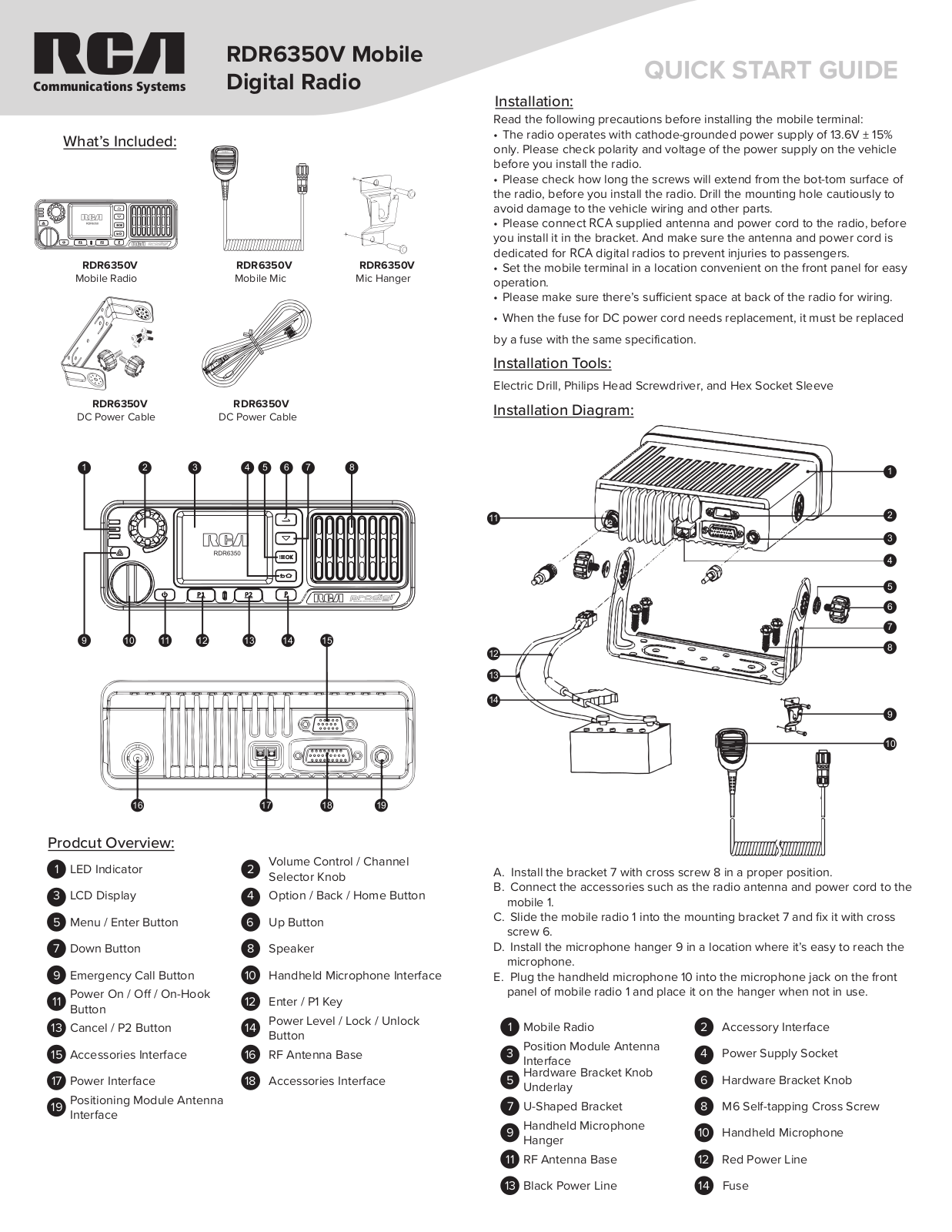 RCA Communications Systems RDR6350V User Manual