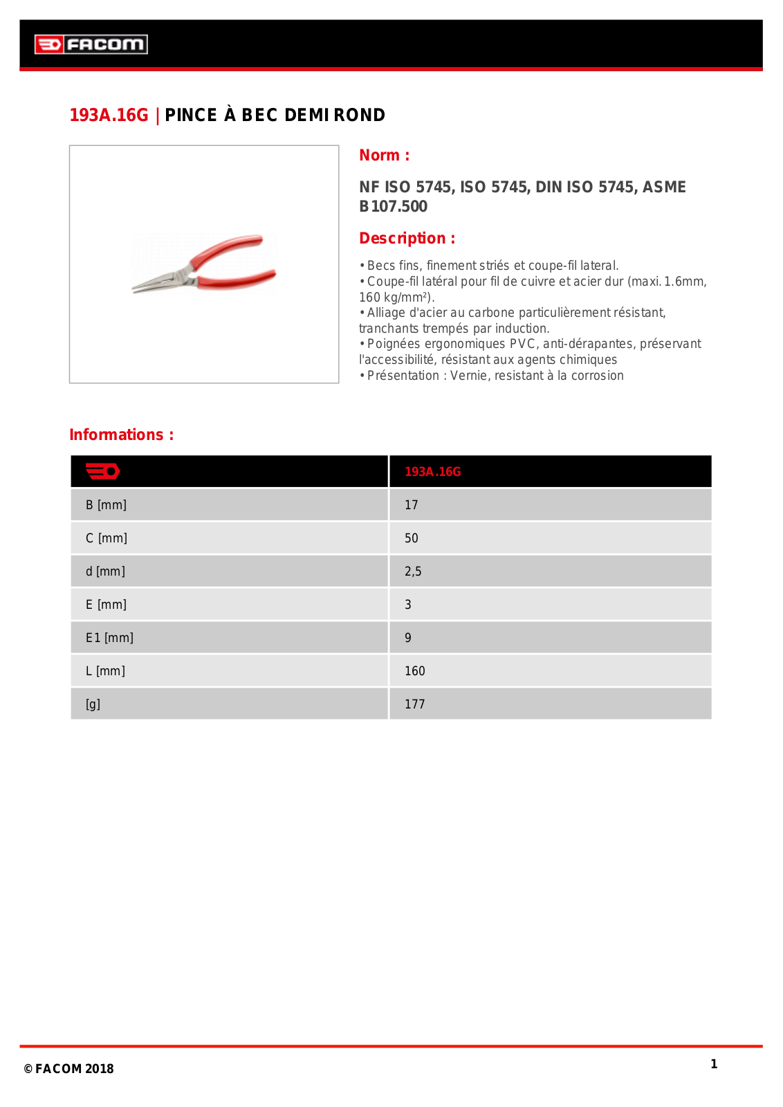 Facom 193A.16G Specification - ManualMachine.com