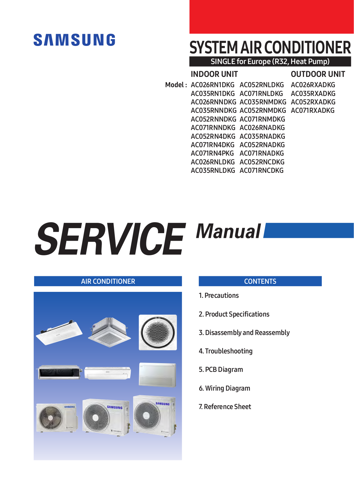 Samsung AC071RNNDKG, AC026RNNDKG, AC052RN4DKG, AC071RN4DKG, AC071RN4PKG Service Manual