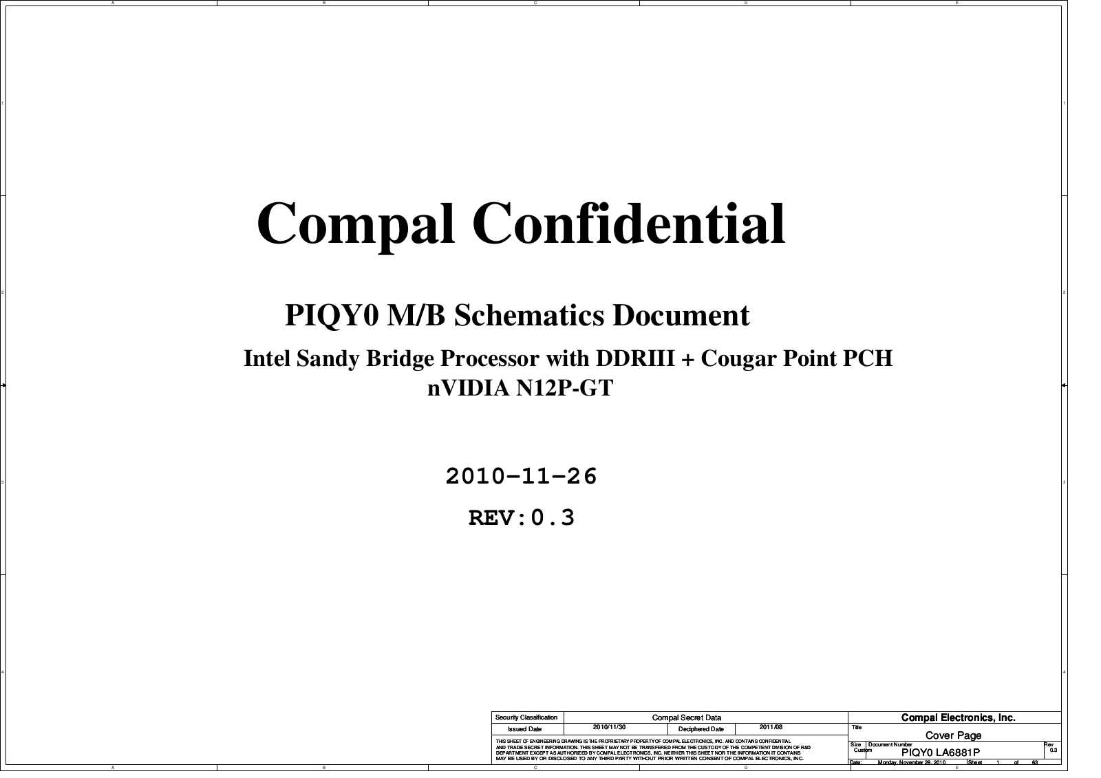 Compal LA-6881P PIQY0, IdeaPad Y470, IdeaPad Y570 Schematic