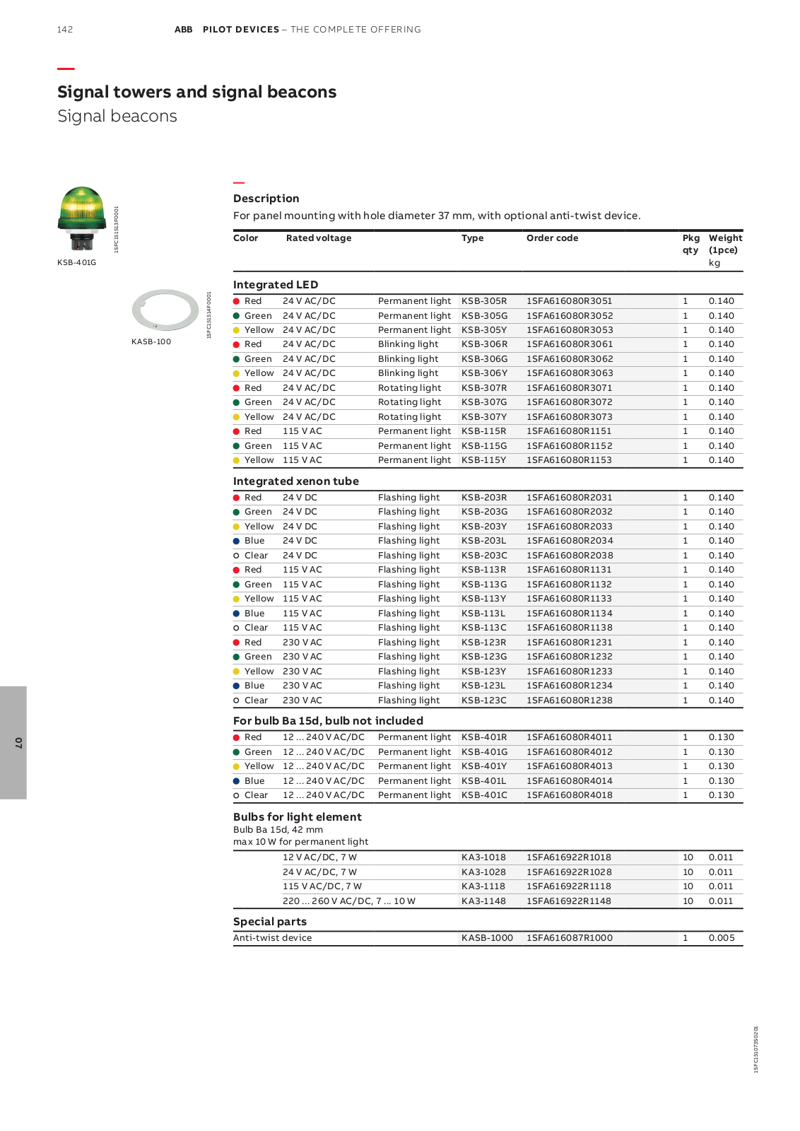 ABB Signal beacons Catalog Page