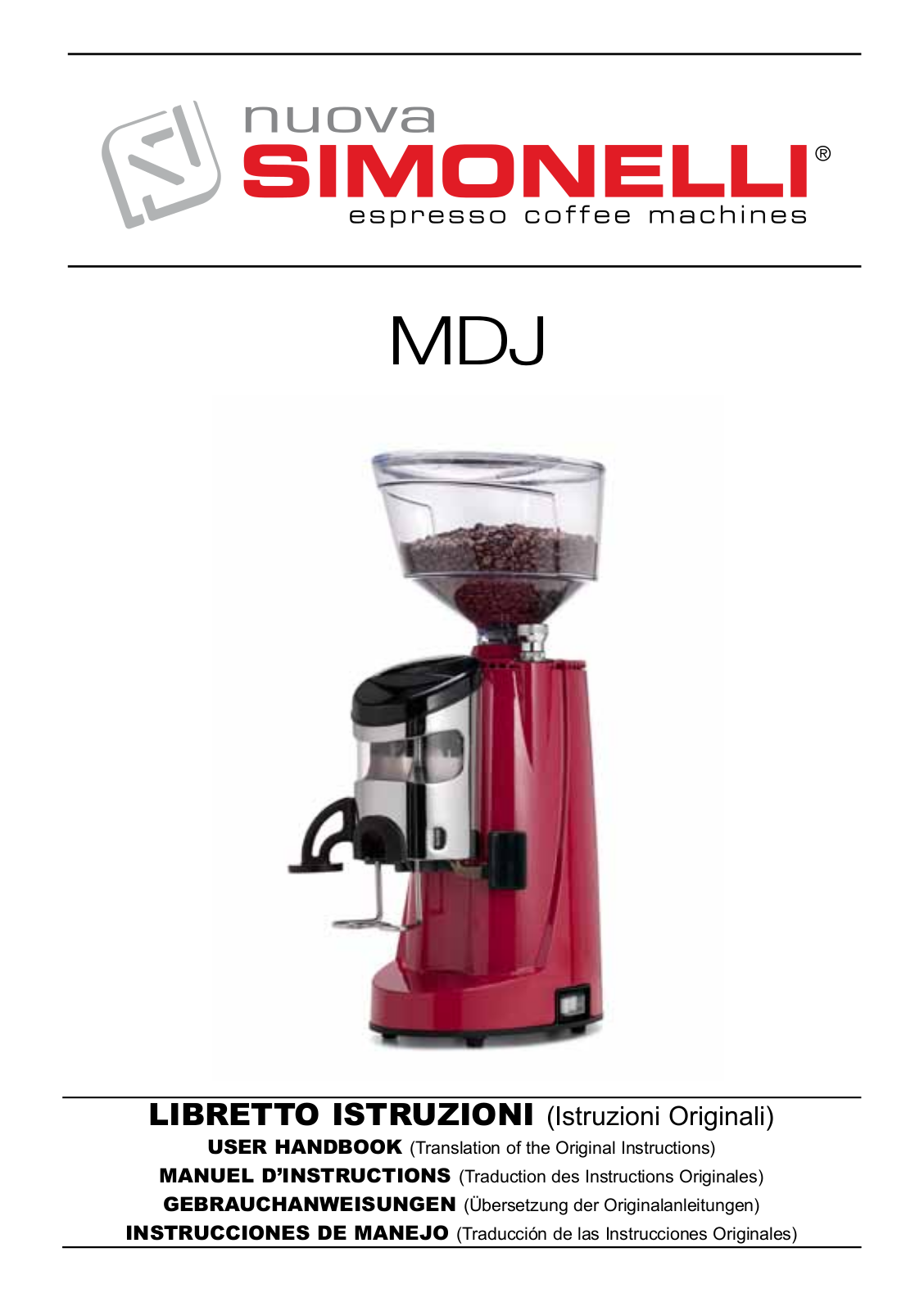 Nuova Simonelli MDJ User guide