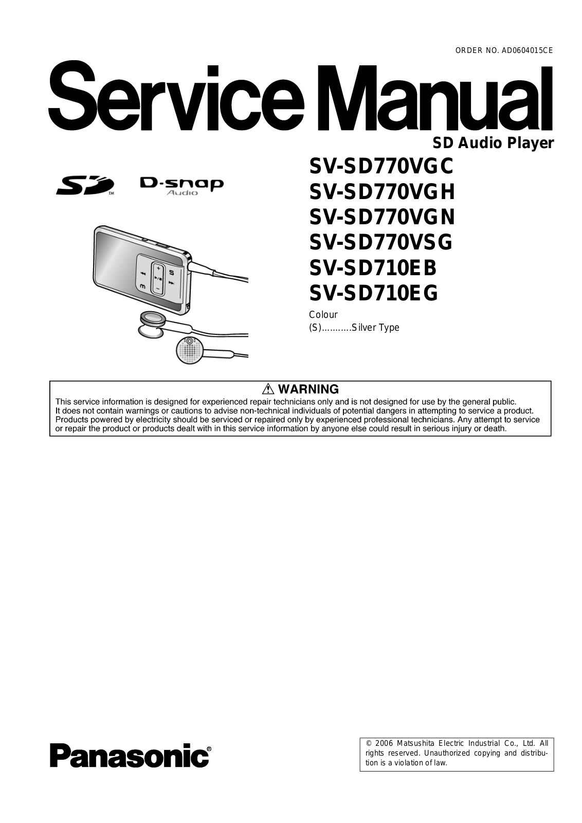 Panasonic SVSD-710-EB, SVSD-710-EG, SVSD-770-VGC, SVSD-770-VGH, SVSD-770-VSG Service manual