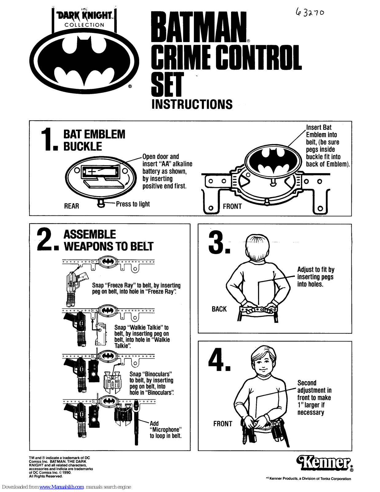 Kenner Batman Crime Control Set, Batman Crime Control Set 43270 Instructions Manual - ManualMachine.com
