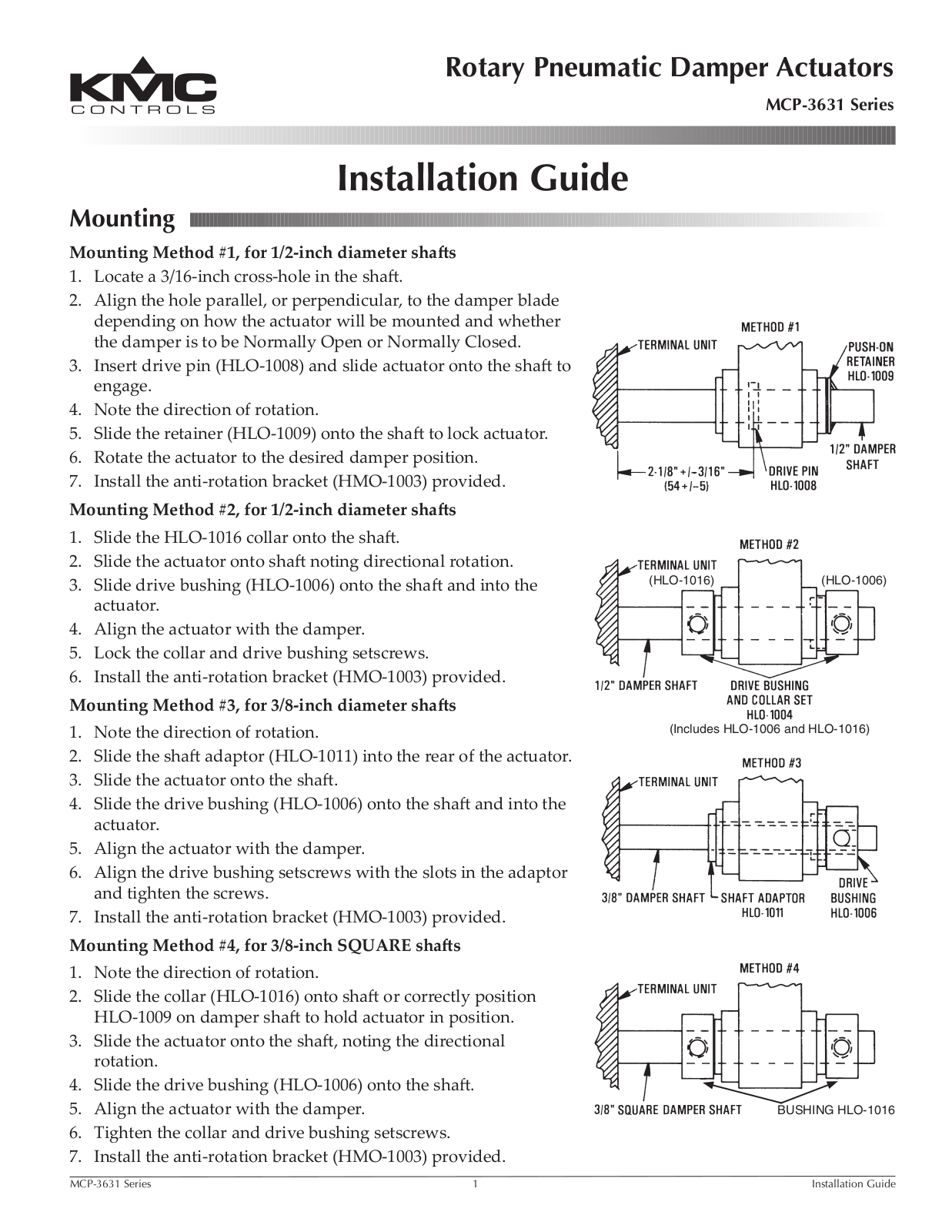 KMC Controls MCP-3631 User Manual