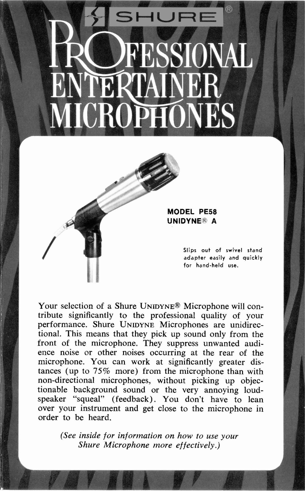 Shure PE58 User Guide - ManualMachine.com
