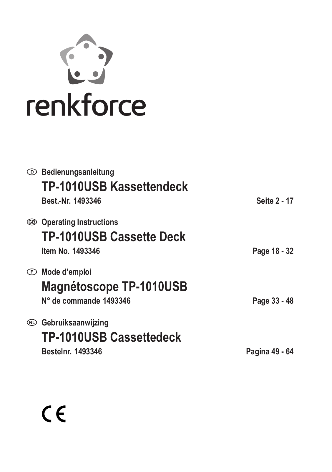 Renkforce 1493346 Operating Instructions