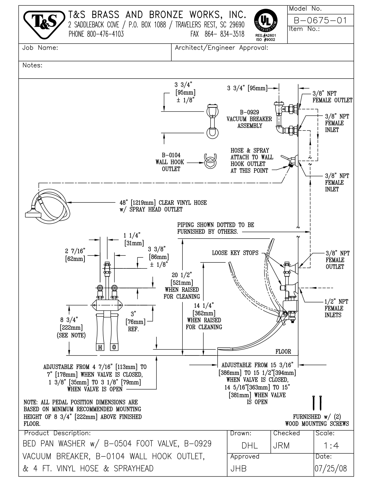 T&S Brass B-0675-01 User Manual