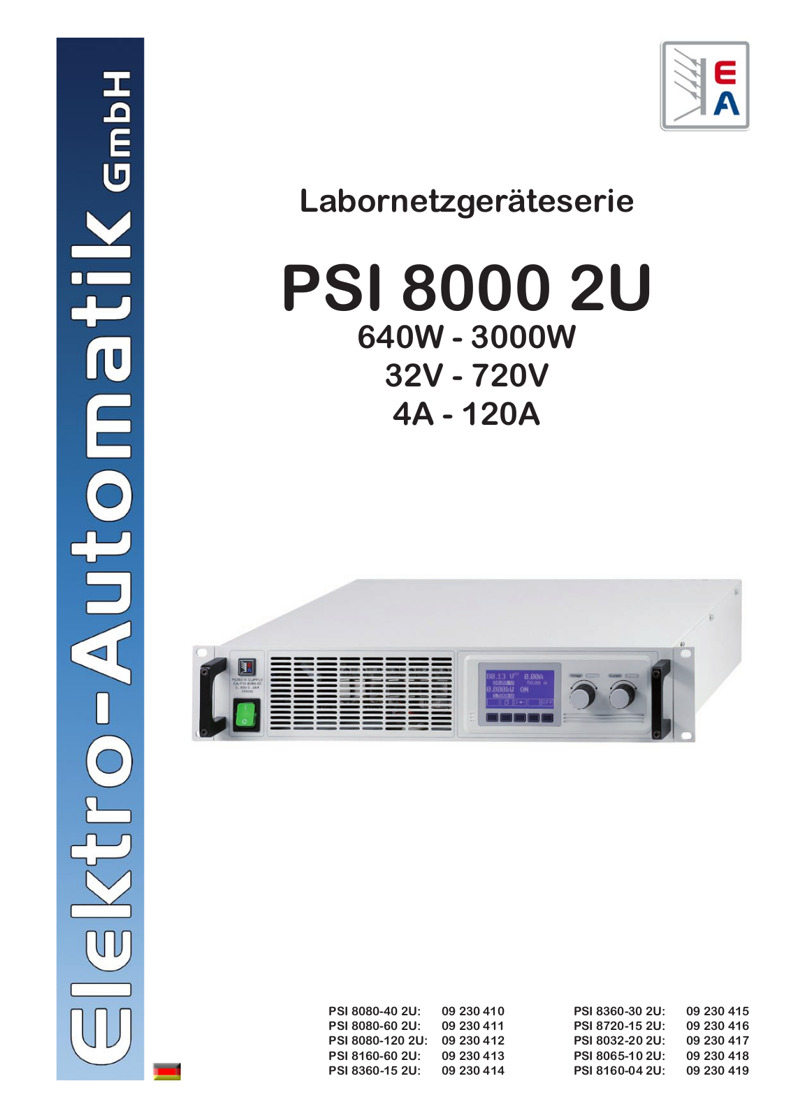 EA Elektro Automatik PSI 8000 2U operating manual