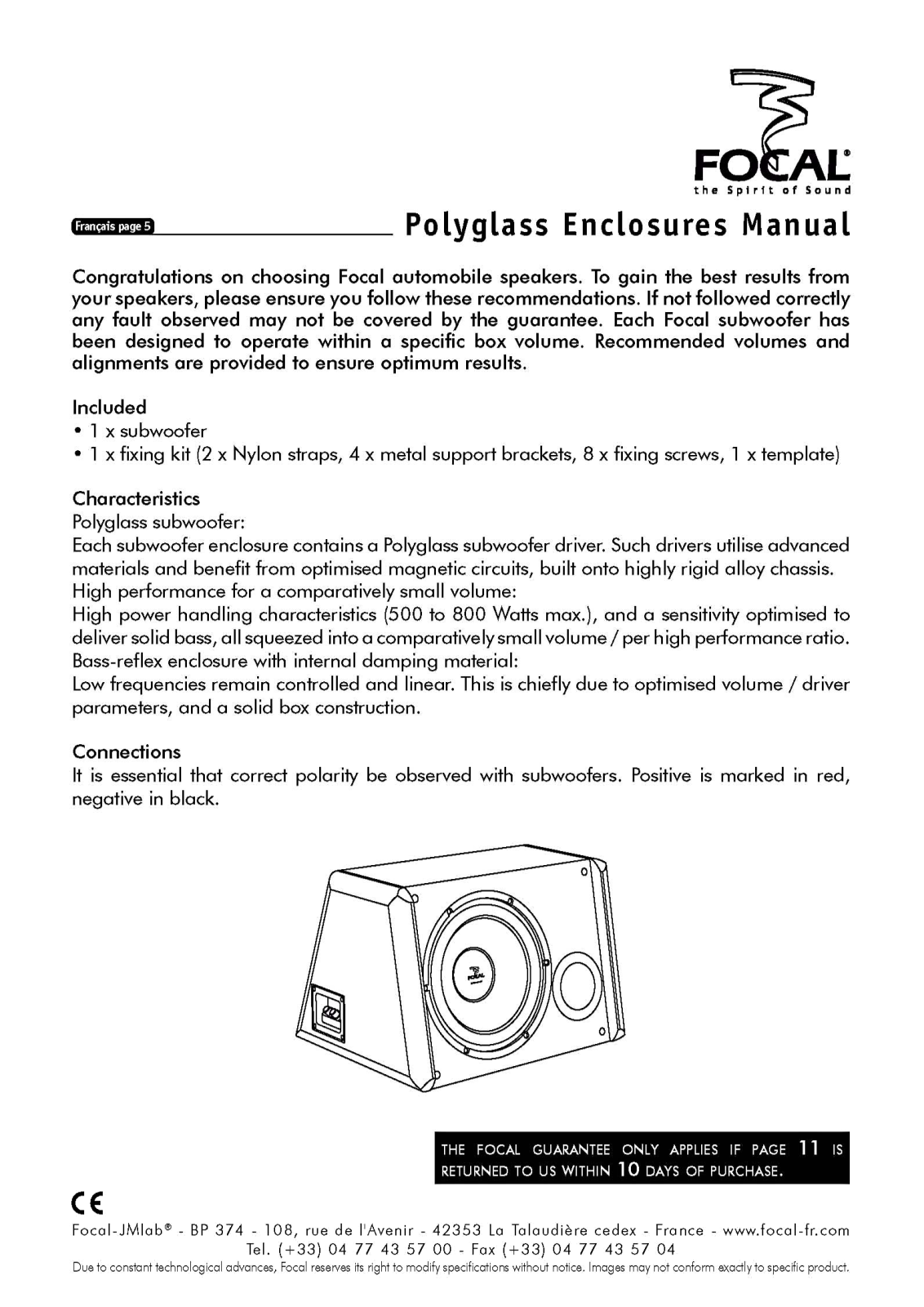 Focal SB-33-V1, SB-27-V1 User Manual