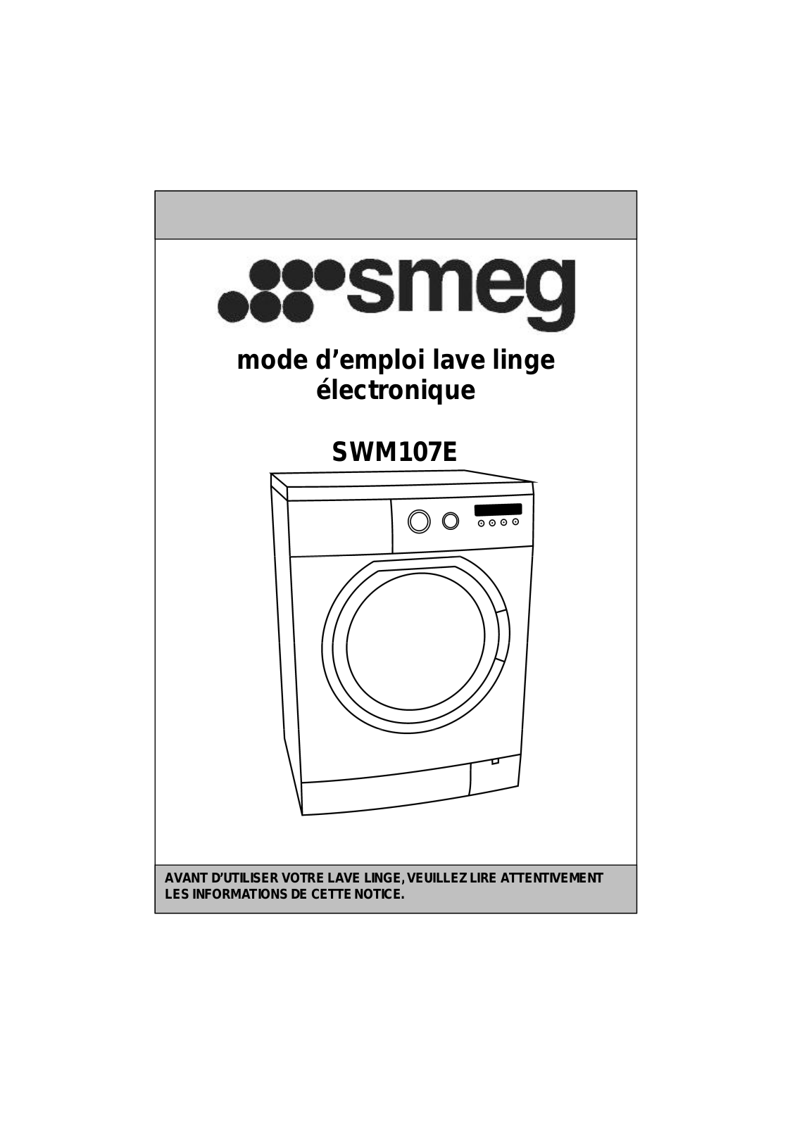 SMEG SWM107E User Manual