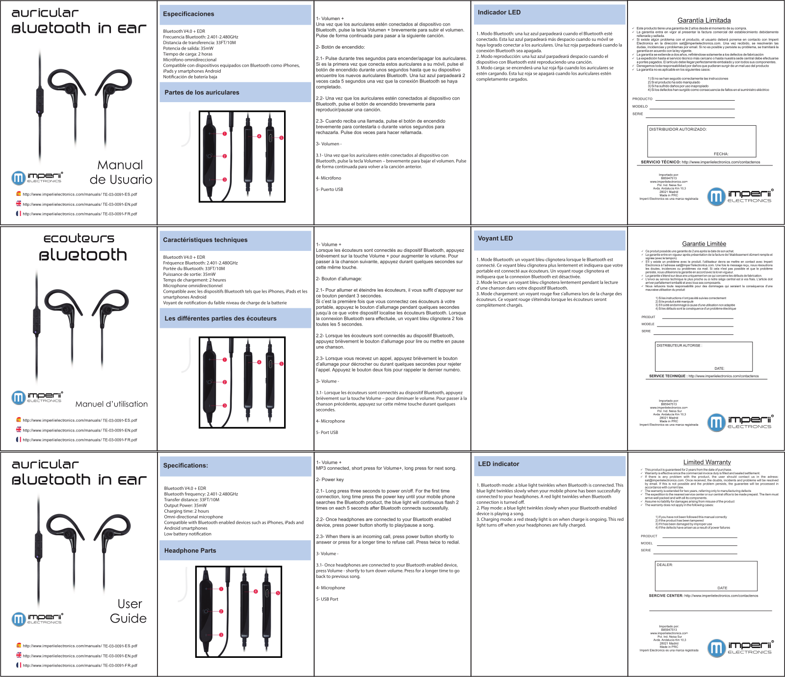 imperii Auricular Bluetooth in Ear User Manual