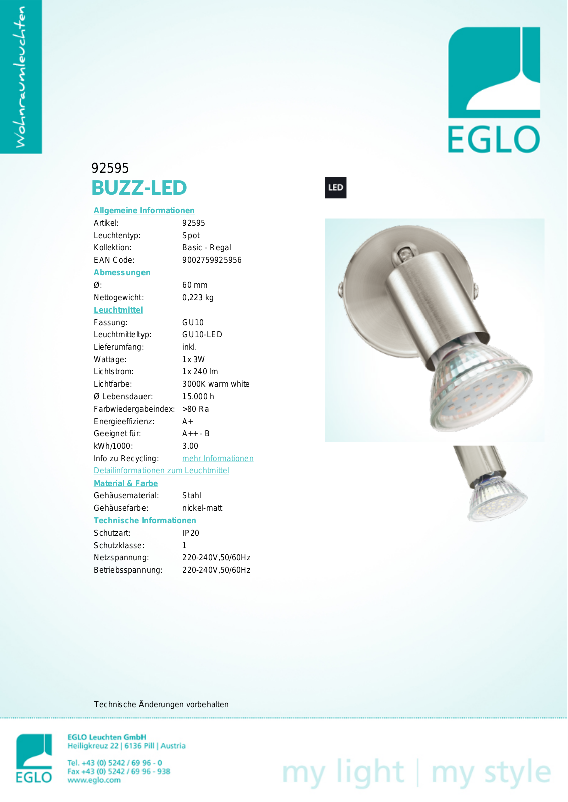 Eglo 92595 Service Manual