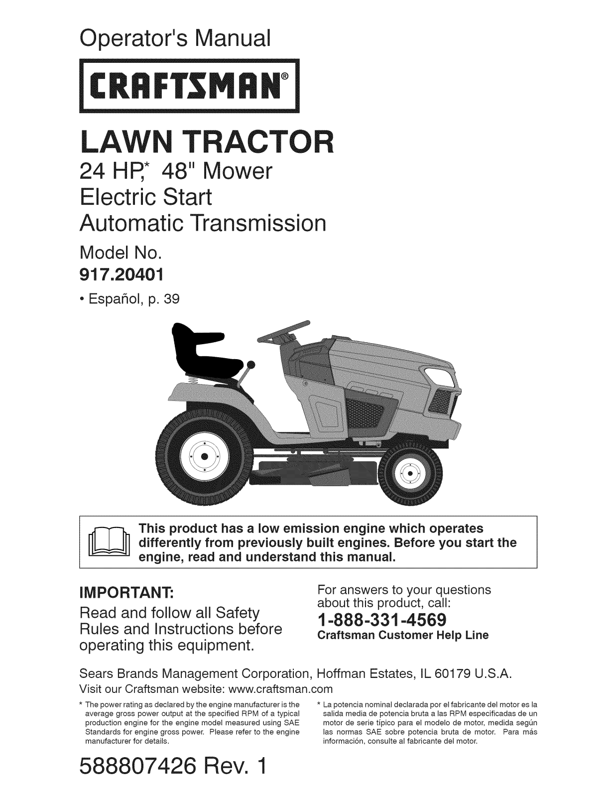 Craftsman 917204011 Owner’s Manual