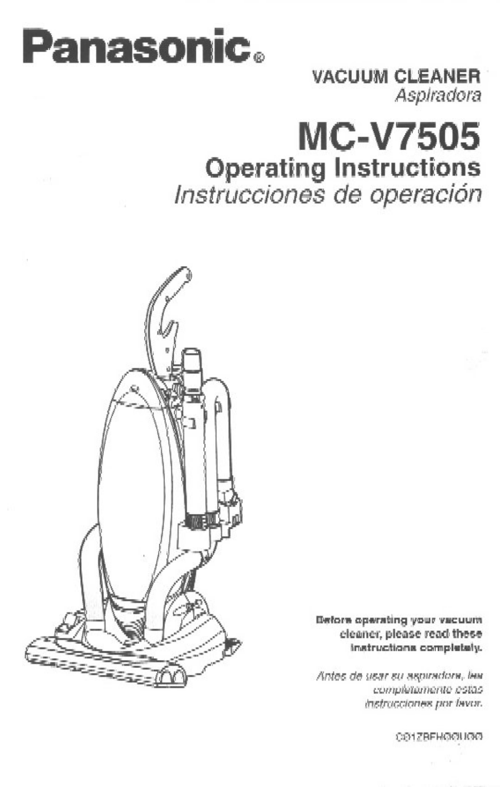 Panasonic mcv7505 Operation Manual