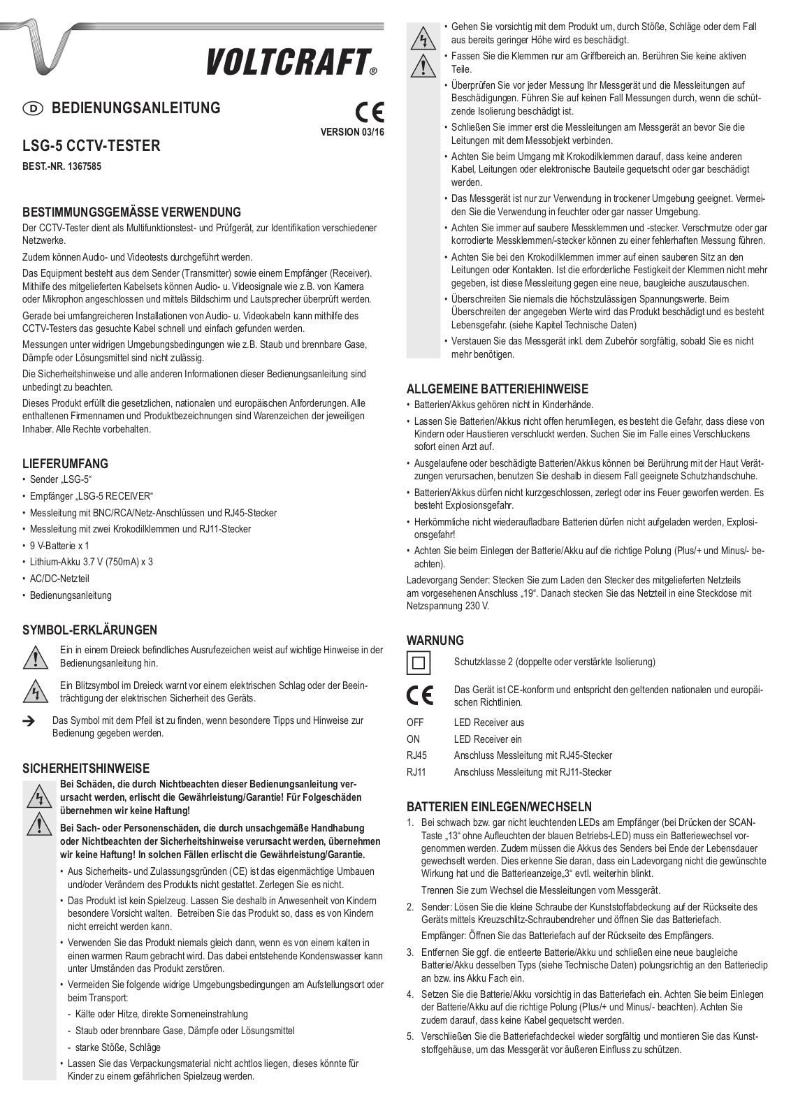 VOLTCRAFT LSG-5 Operation Manual