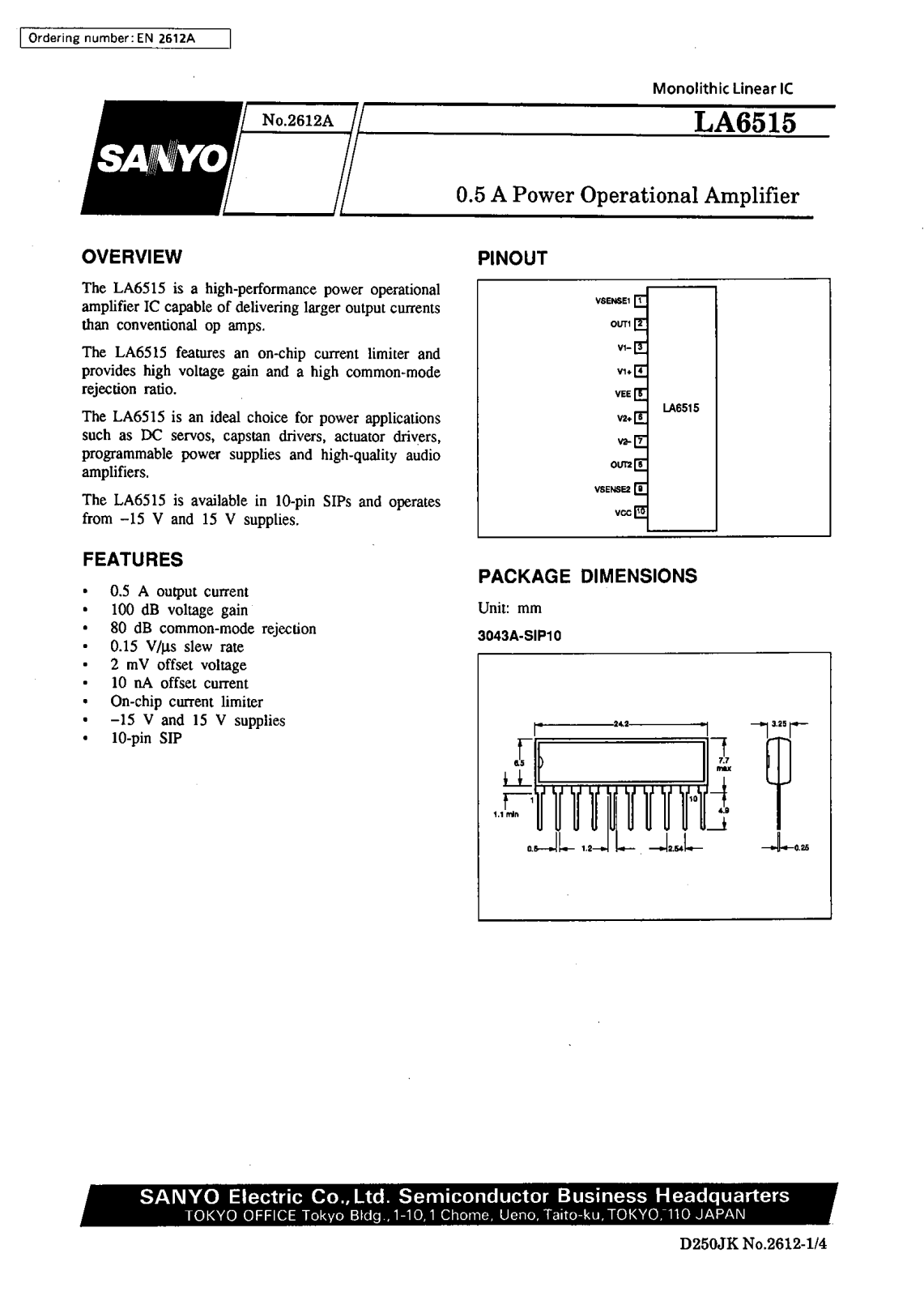 SANYO LA6515 Datasheet