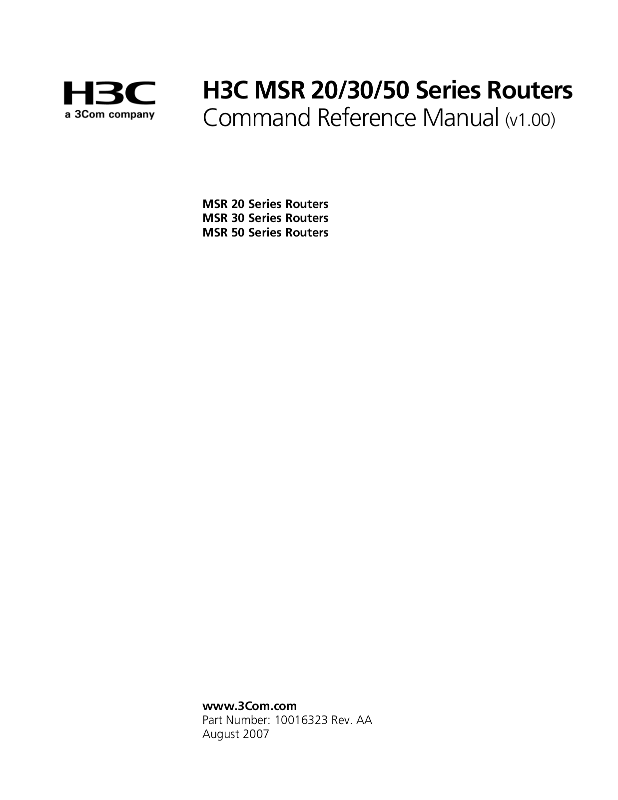 3COM MSR 50, MSR 30 User Manual