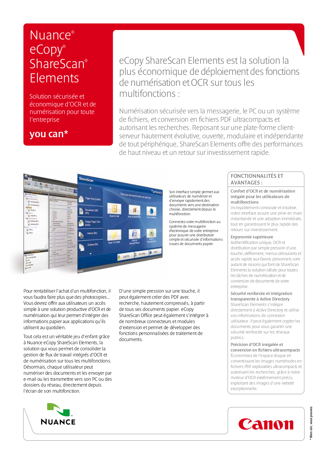 Canon NUANCE ECOPY SHARESCAN ELEMENTS BROCHURE