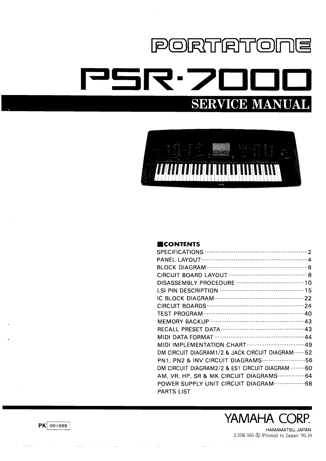 Yamaha PS-R7000 Service Manual