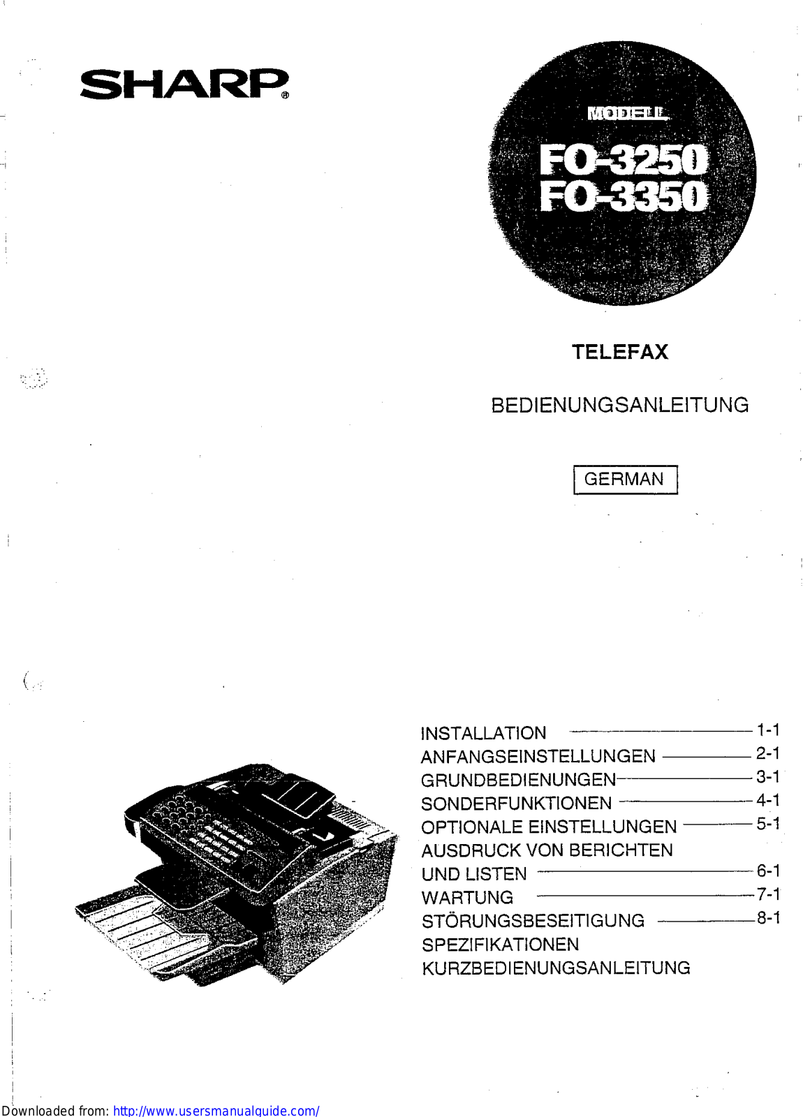 SHARP FO-3250/3350 User Manual