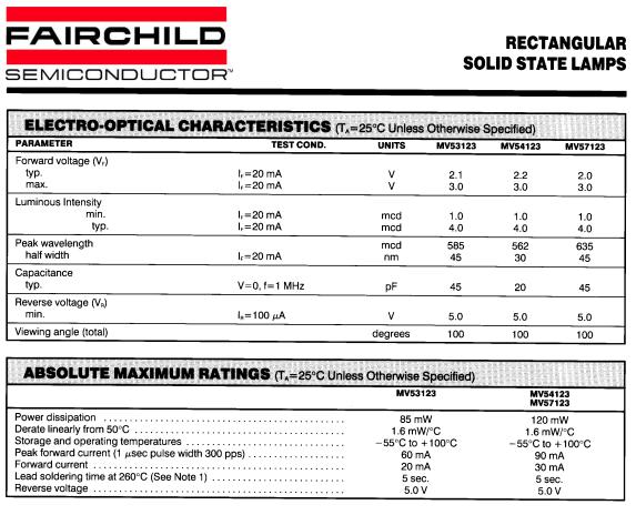 Fairchild Semiconductor MV57123, MV54123, MV53123 Datasheet
