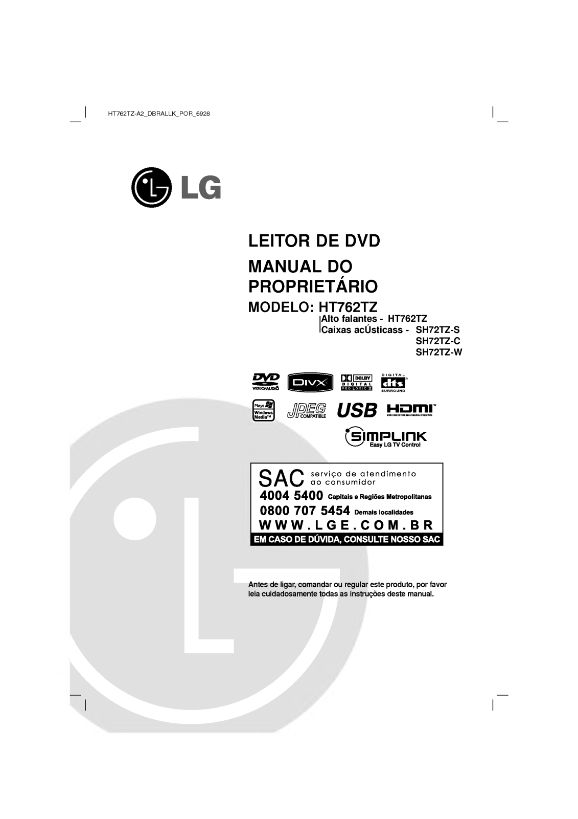 Lg HT762TZ User Manual