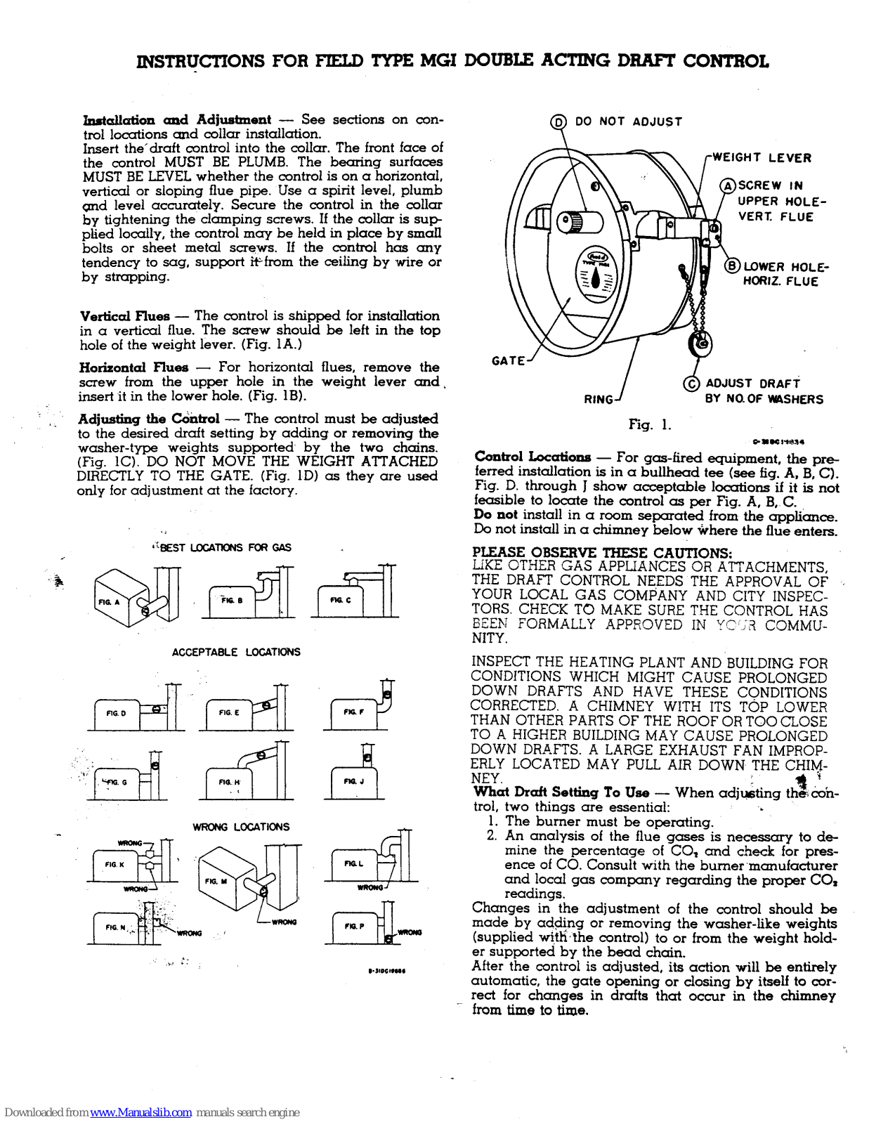 Field Controls 1984600, MGI Instructions Manual