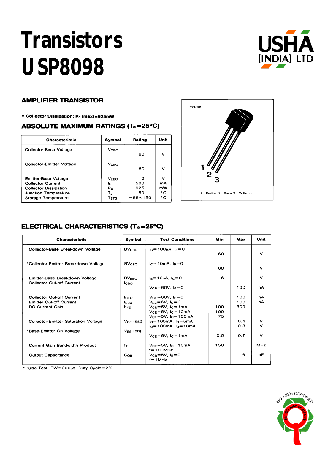 USHA USP8098 Datasheet