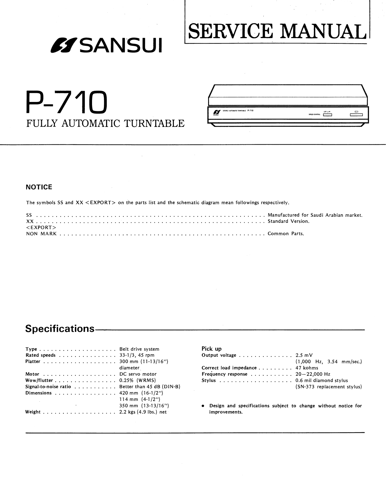 Sansui P-710 Service Manual