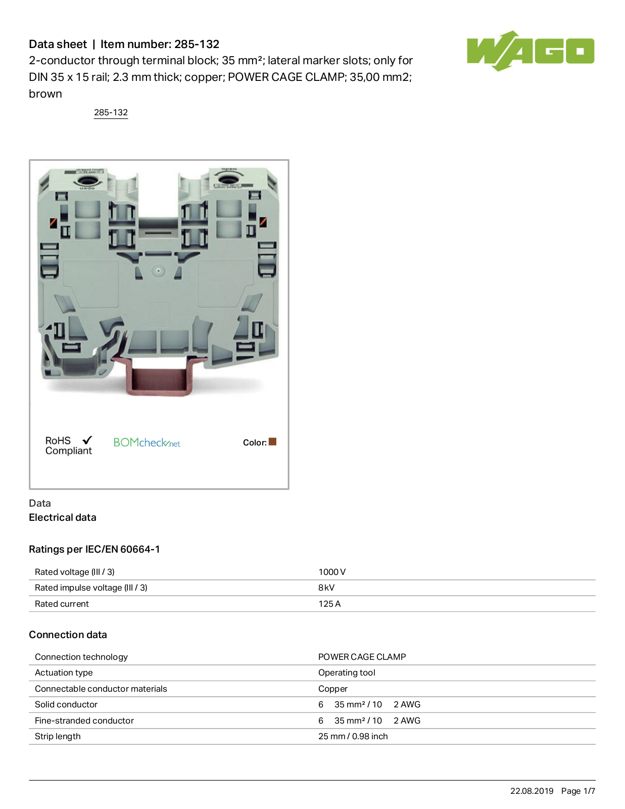 Wago 285-132 Data Sheet